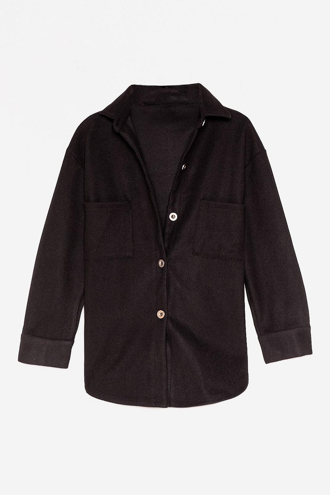 Black Faux Wool It Over Relaxed Shirt Jacket image number 1