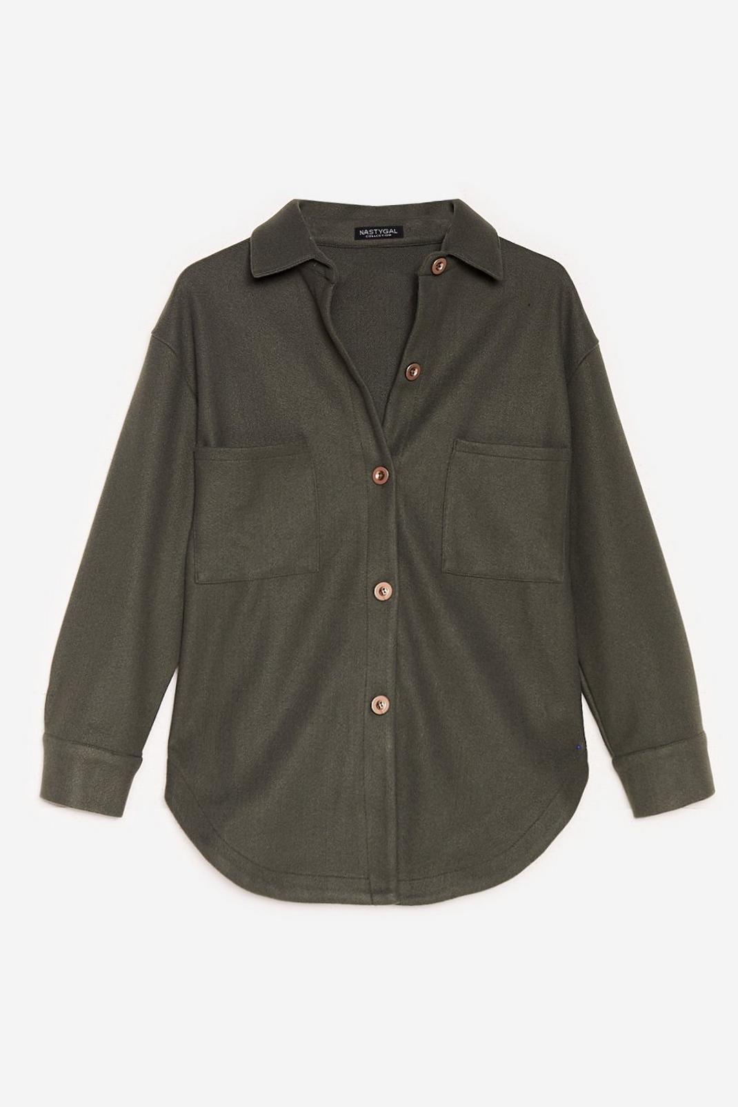 Khaki Faux Wool It Over Relaxed Shirt Jacket image number 1