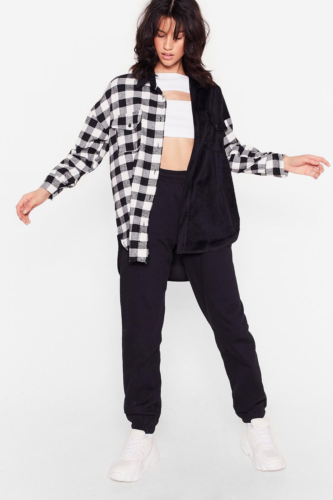 Black Two Tone Oversized Check Shirt image number 1