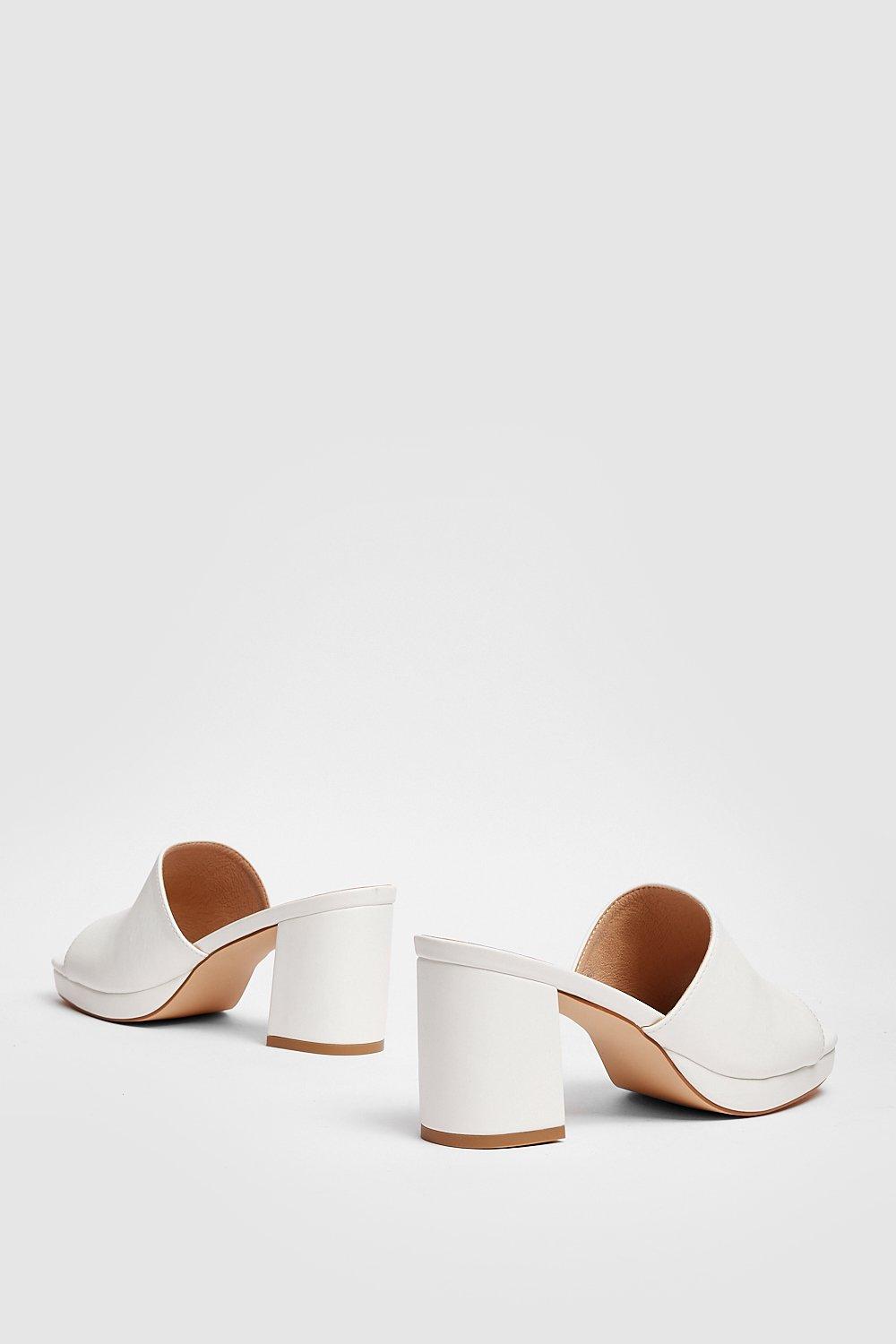 Faux Leather Square Toe Platform Mules