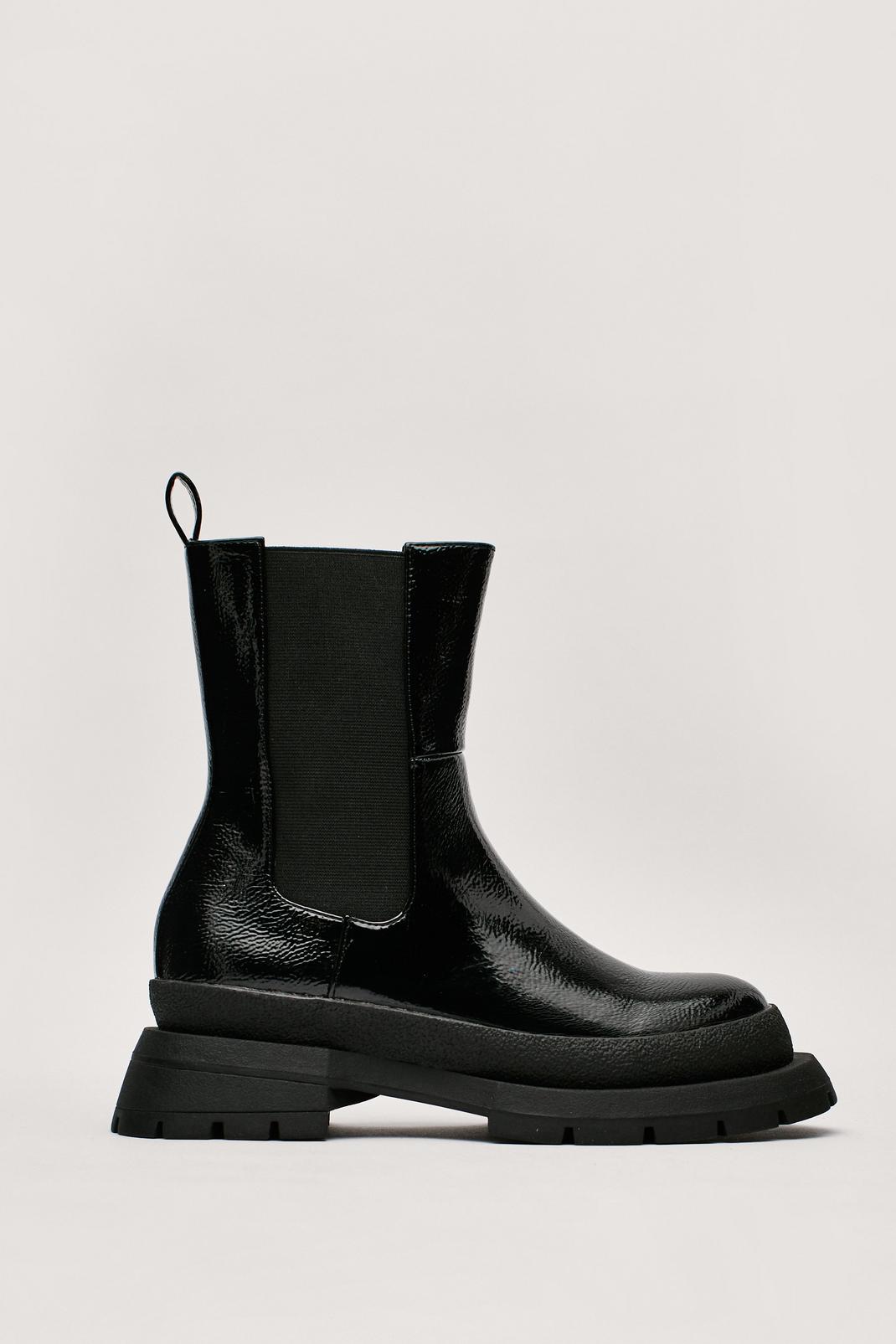 Patent Faux Leather High Ankle Boots image number 1