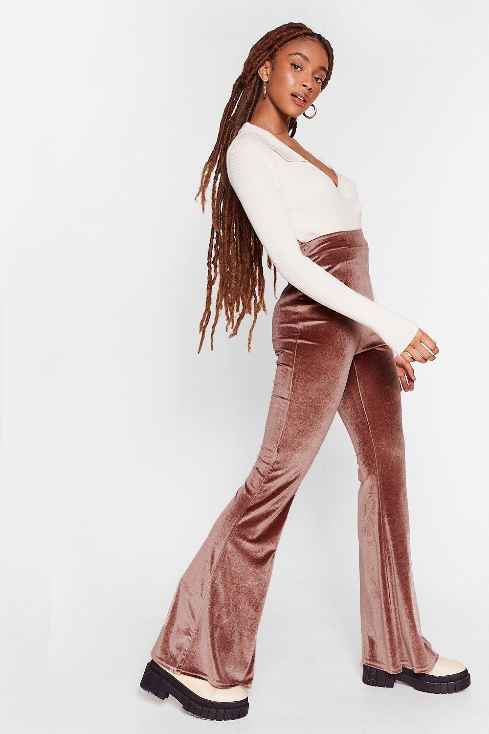 High-Waisted Velvet Performance Flare Pants