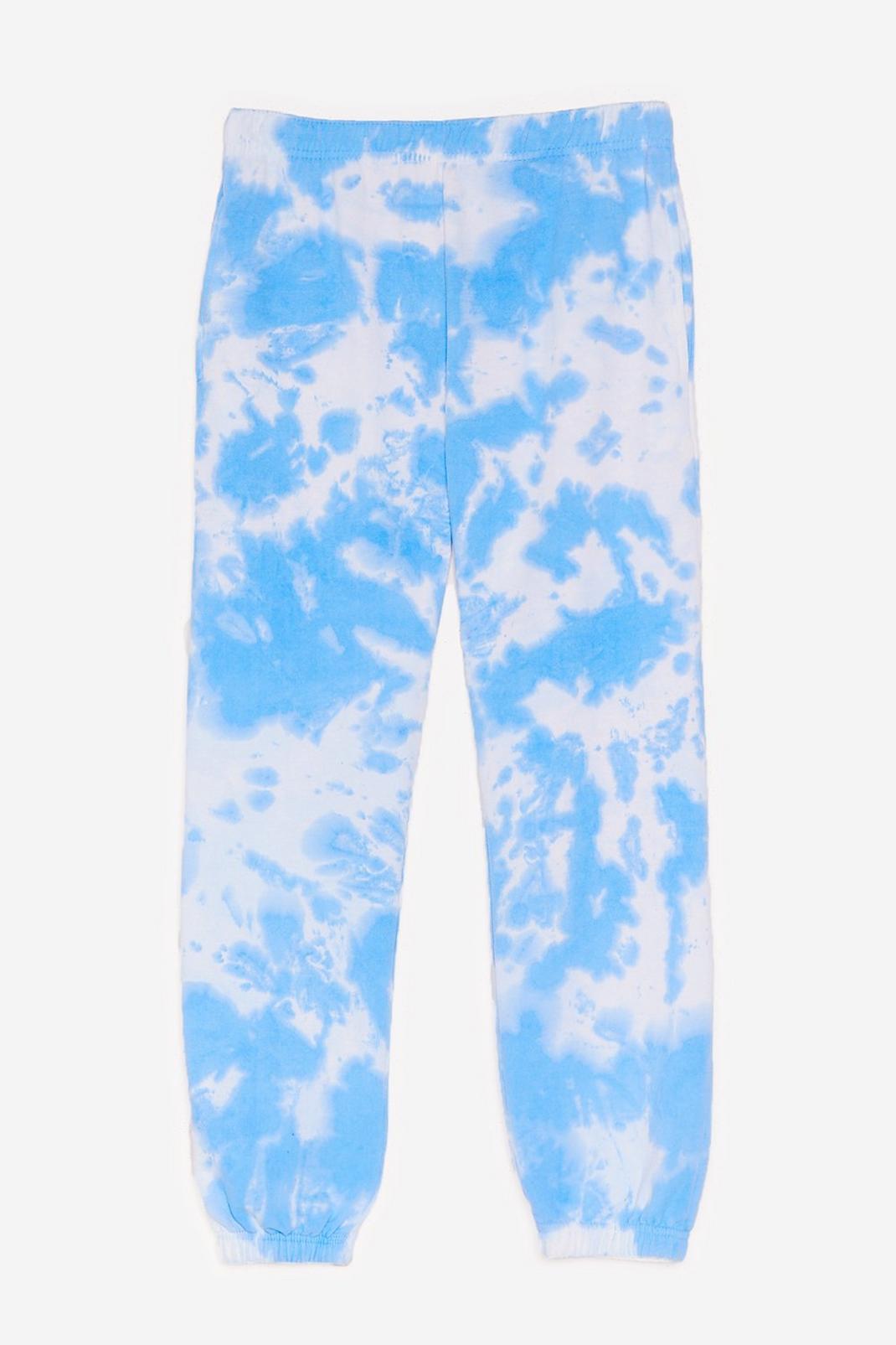 Blue Tie Dye Slouchy High Waisted Joggers image number 1
