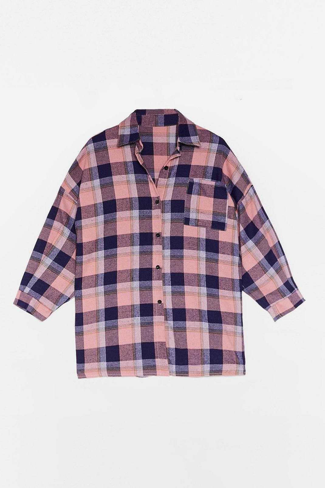 Pink Check Oversized Shirt image number 1