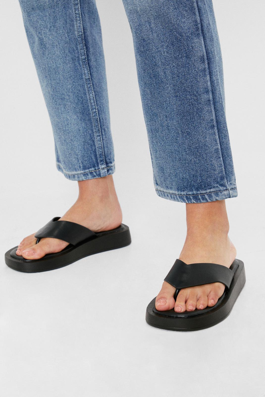 Faux Leather Toe Thong Flatform Sandals | Nasty Gal