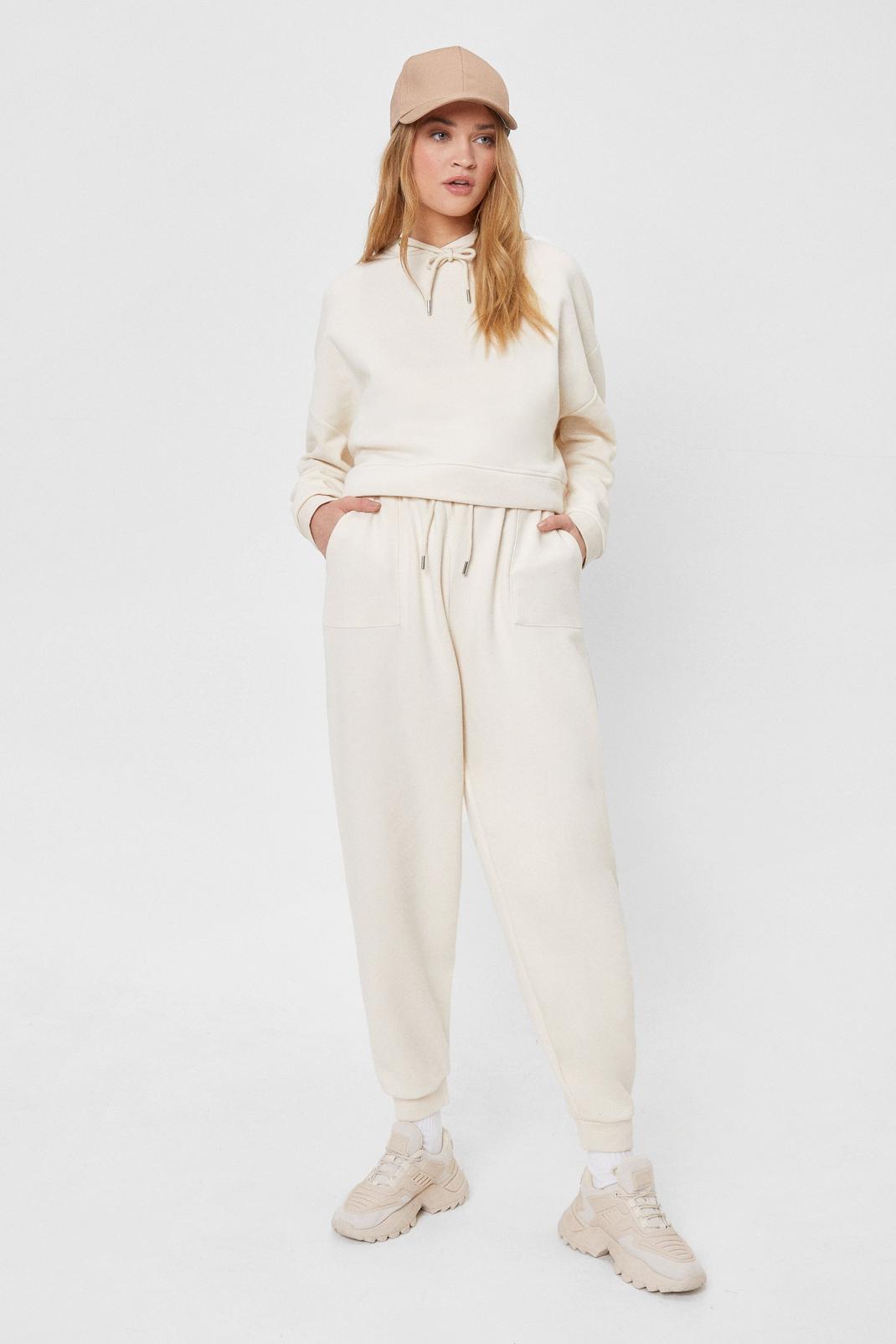 Ecru Casual High Waisted Joggers image number 1
