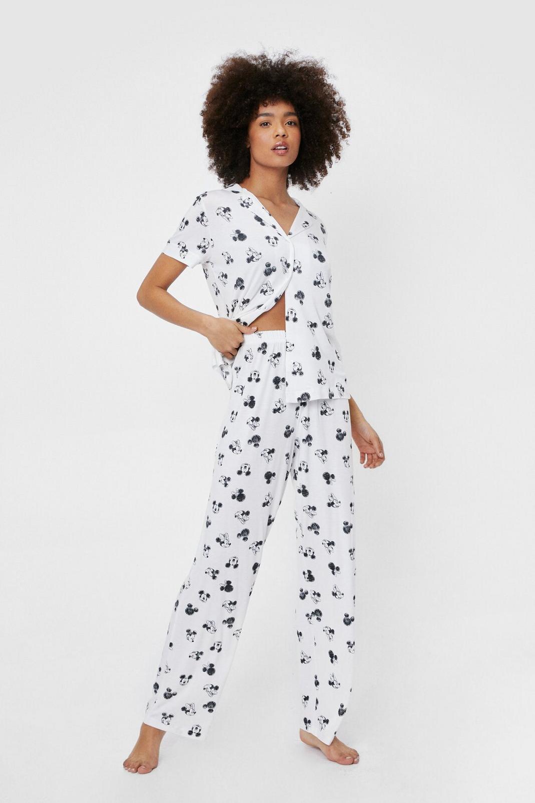 White Disney Mickey Mouse Graphic Pyjama Pants image number 1