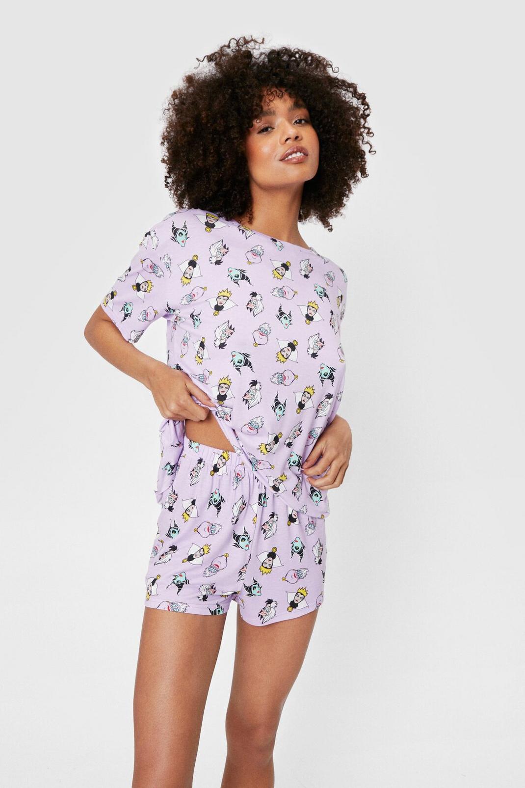 Lilac Disney Villains Jersey Pyjama Shorts image number 1