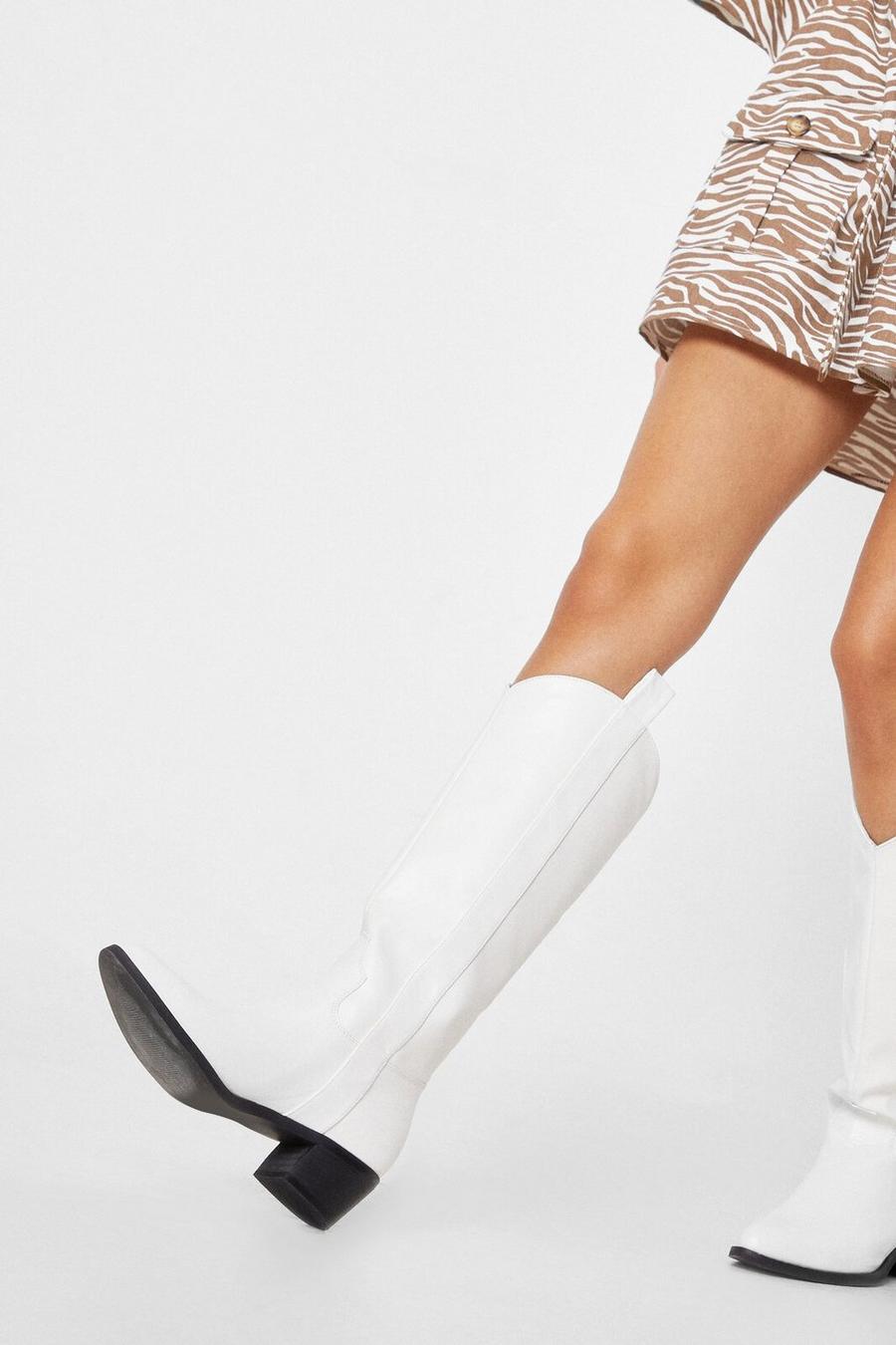 Faux Leather Heeled Cowboy Boots