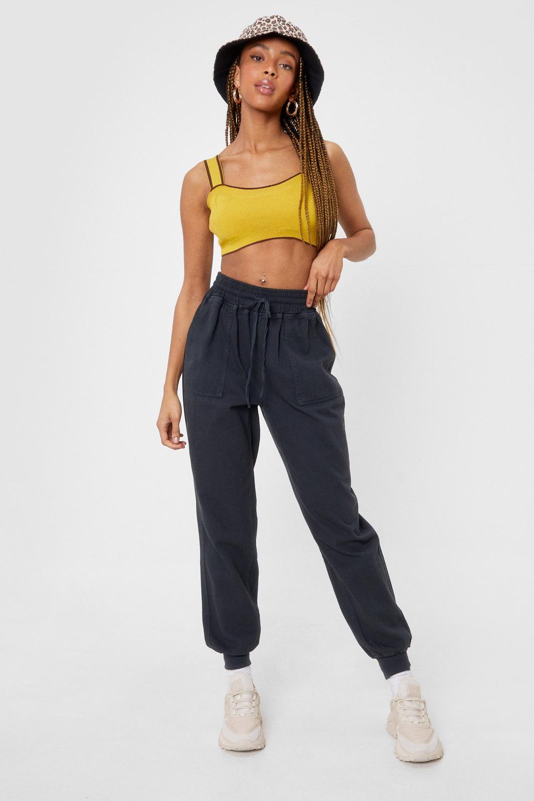 Black Let's Pocket Together High-Waisted Relaxed Trousers image number 1