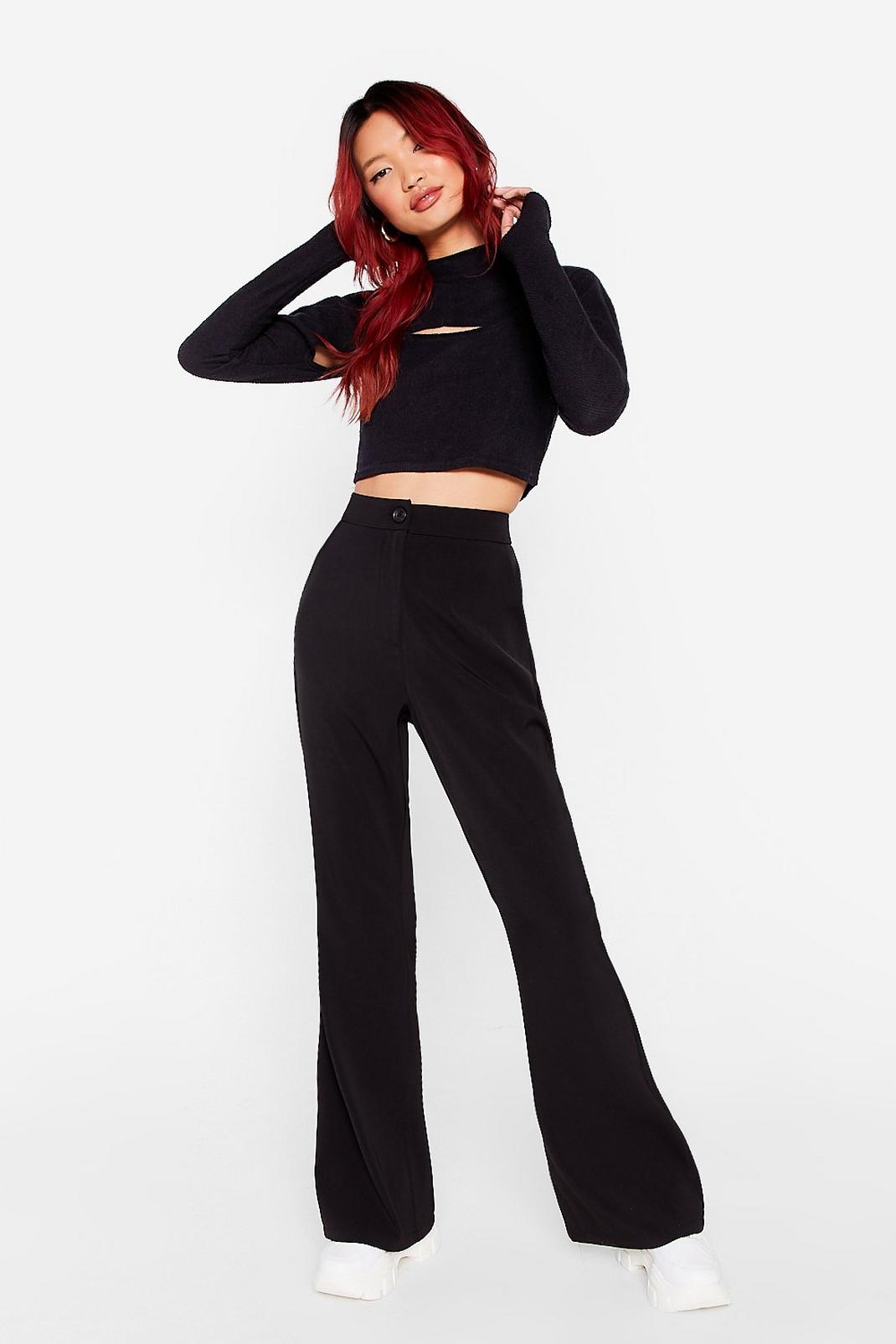 Black Flare Shall We Meet High-Waisted Trousers image number 1