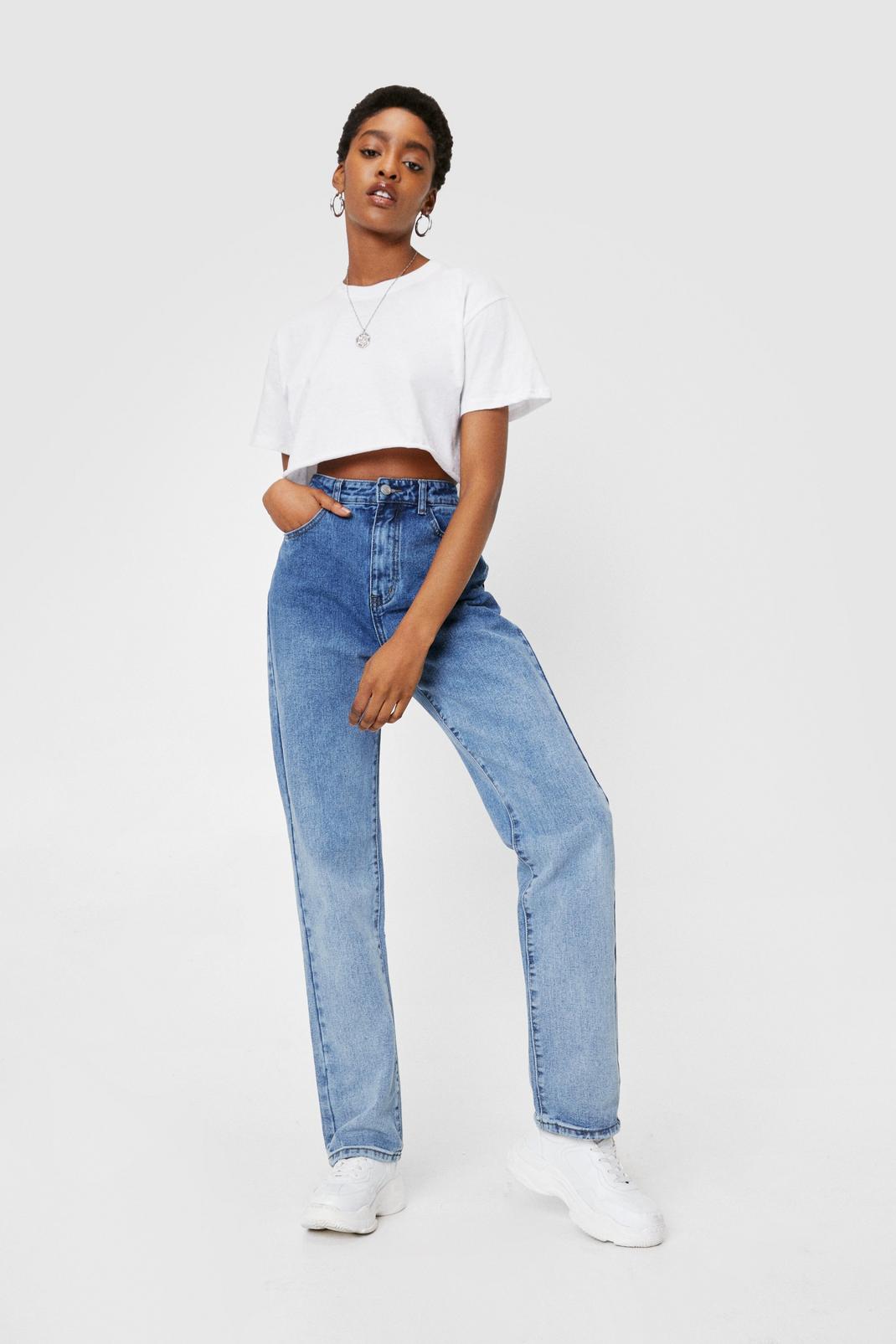 Mid blue Ombre High Waisted Wide Leg Jeans image number 1