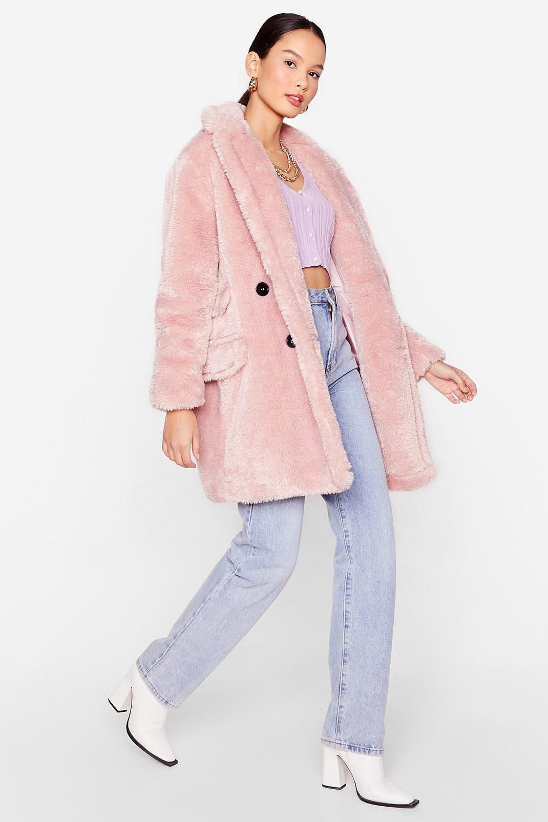Rose Faux Fur Relaxed Longline Coat image number 1