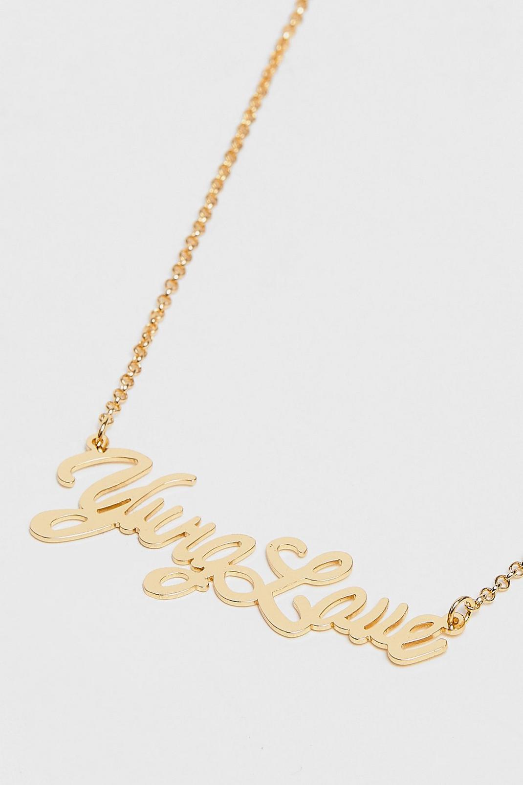 Gold Yung Love Baby Slogan Necklace image number 1