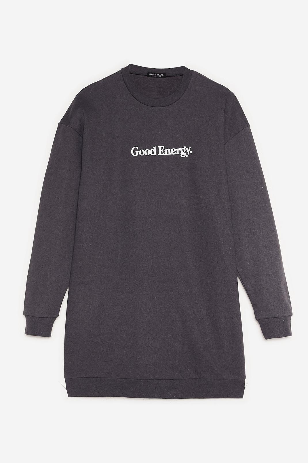 Petite - Robe sweat oversize à impression Good Energy, Charcoal image number 1