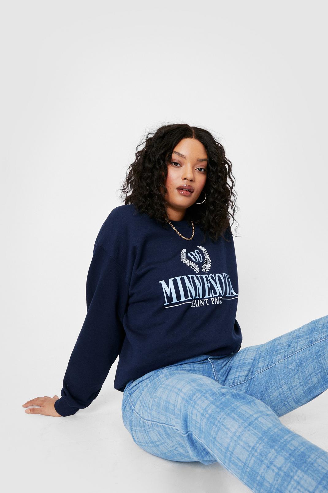 Navy Plus Size Minnesota Graphic Sweatshirt image number 1