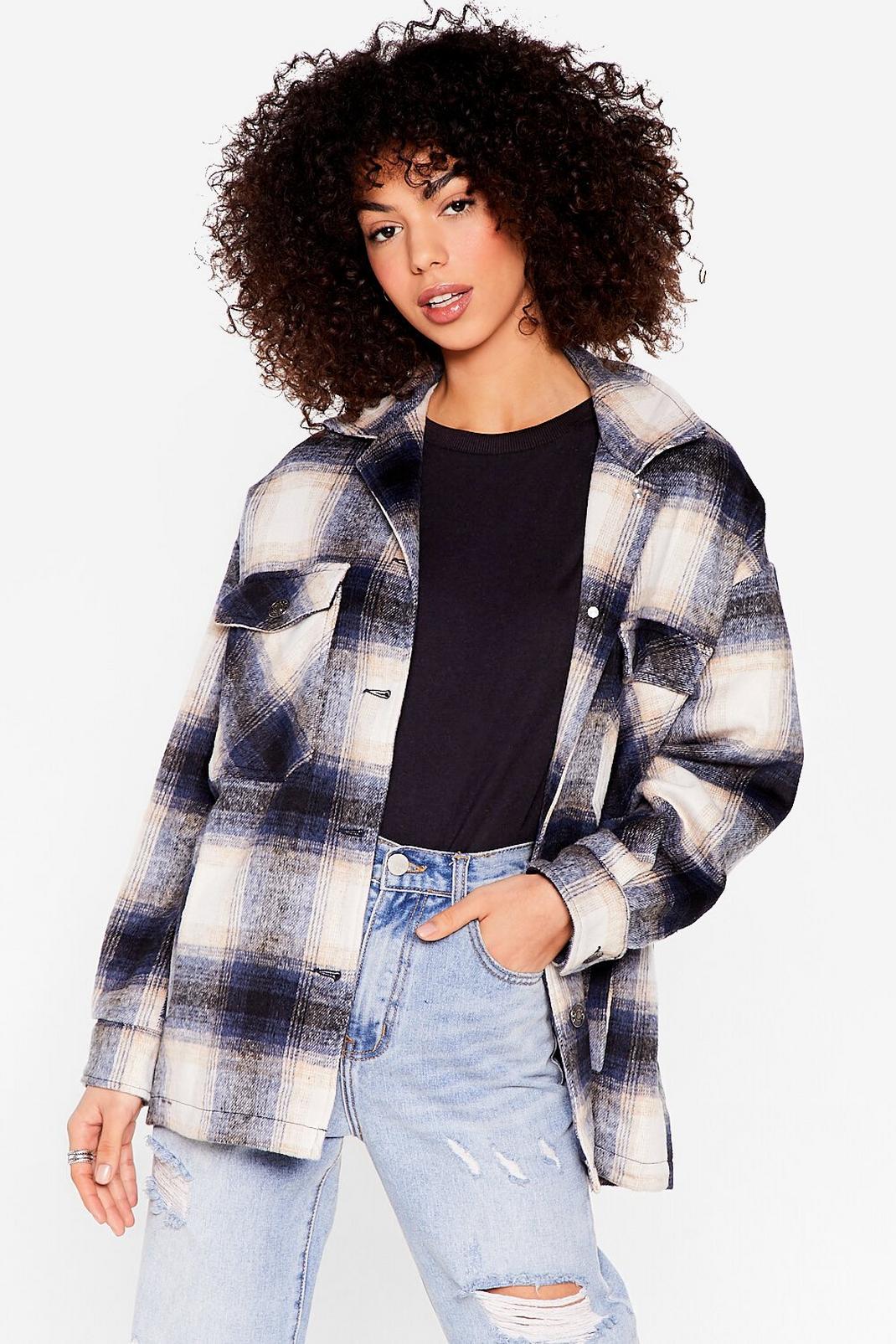 only allison check wool shacket