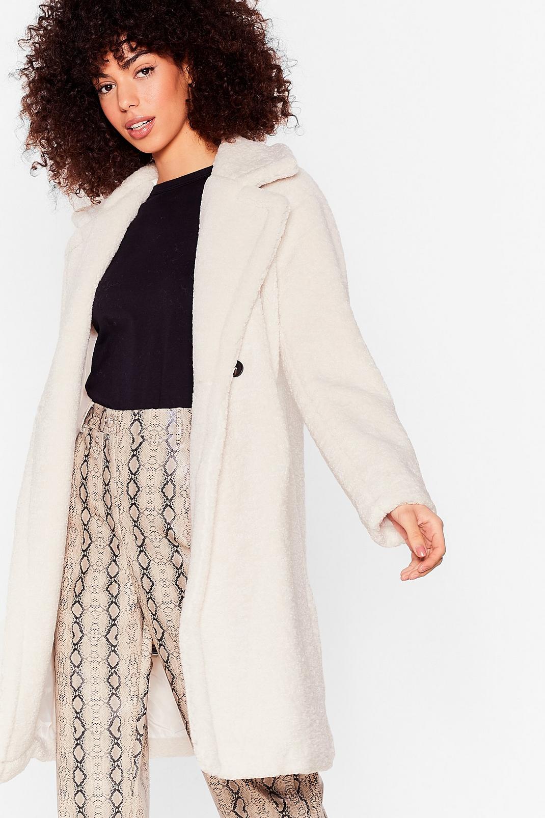 cream fur longline coat
