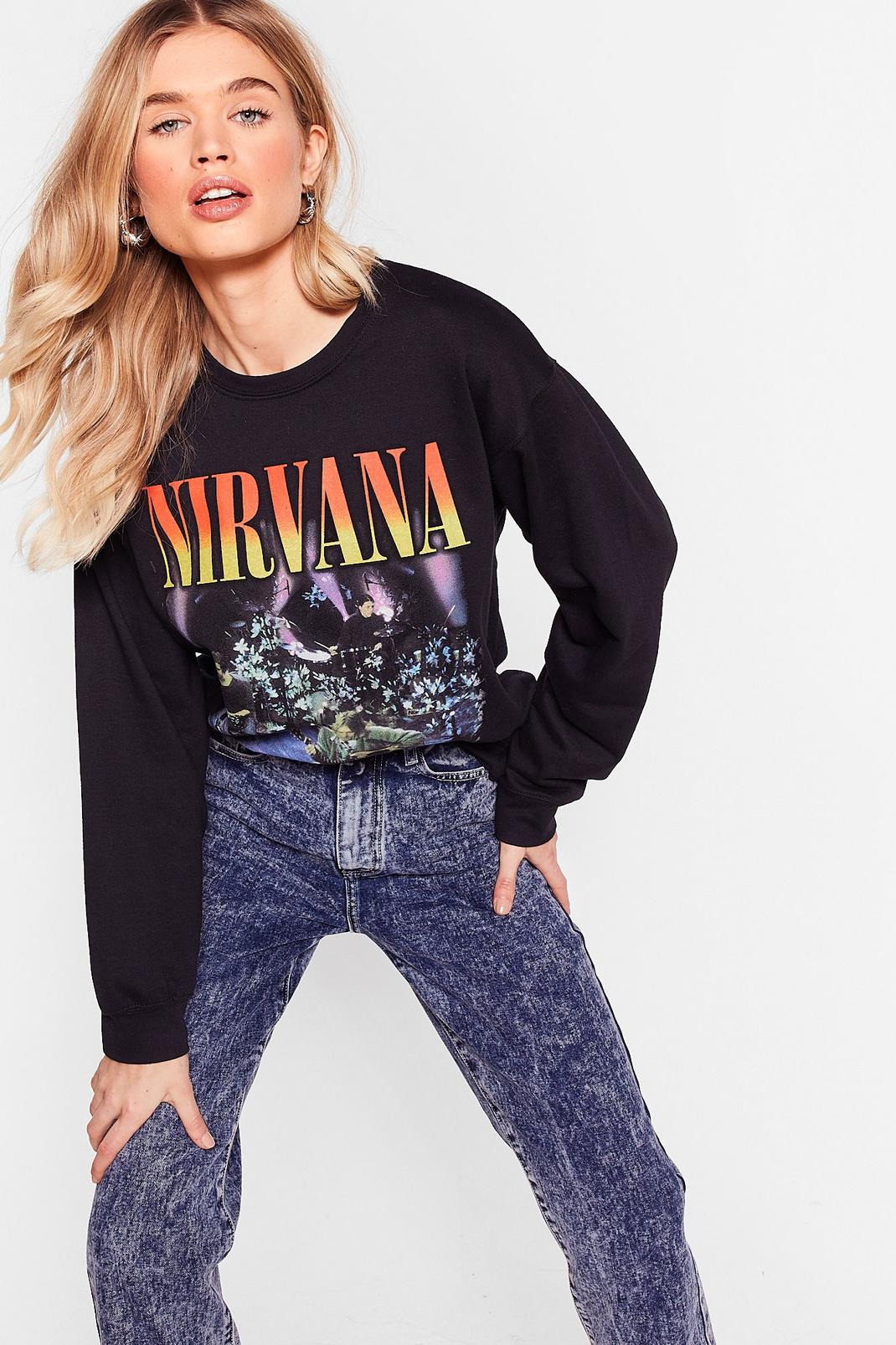 Black Nirvana Oversized Graphic Band Sweatshirt image number 1