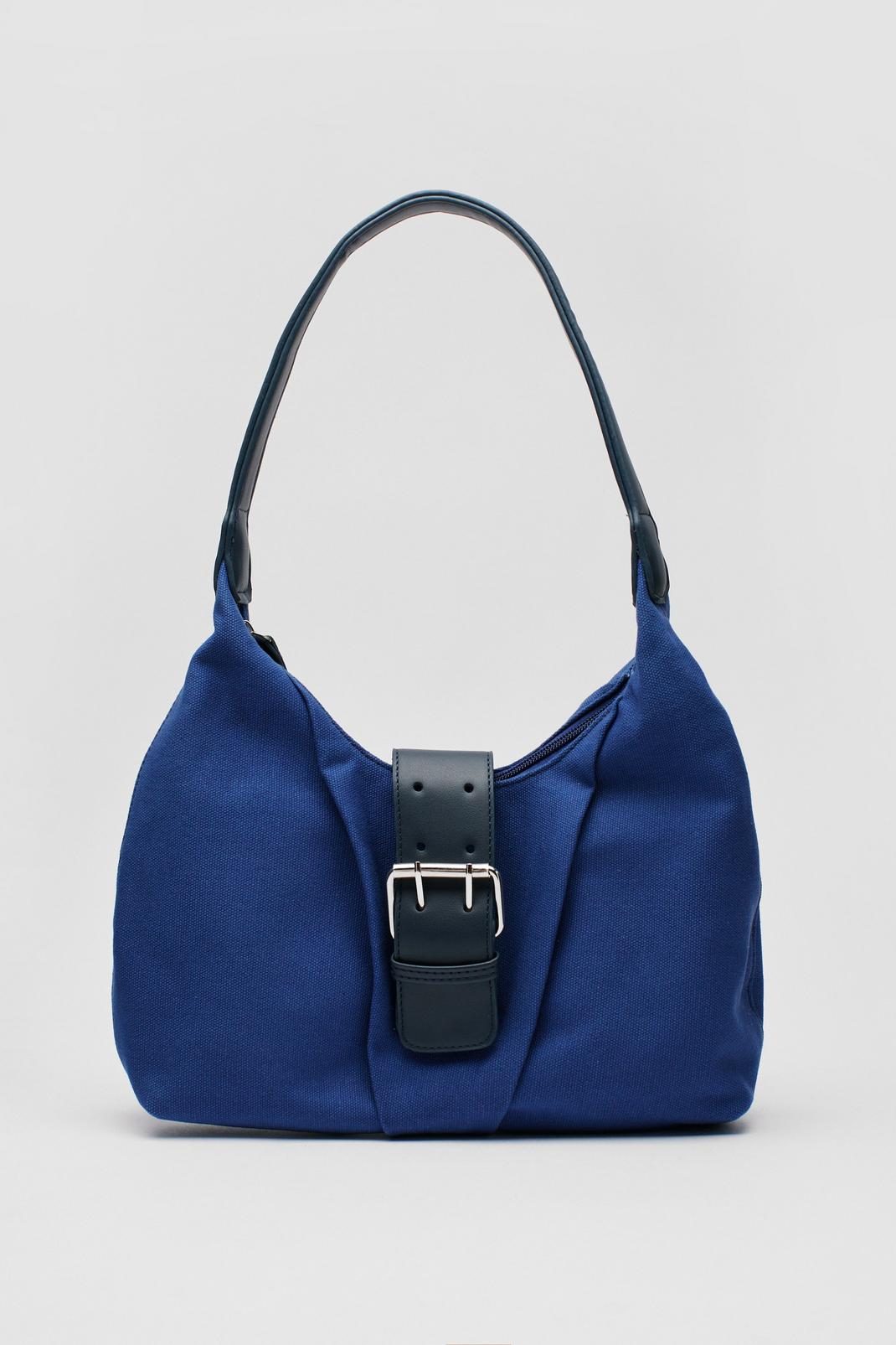 Denim-blue Structured Giraffe Print Shoulder Bag image number 1