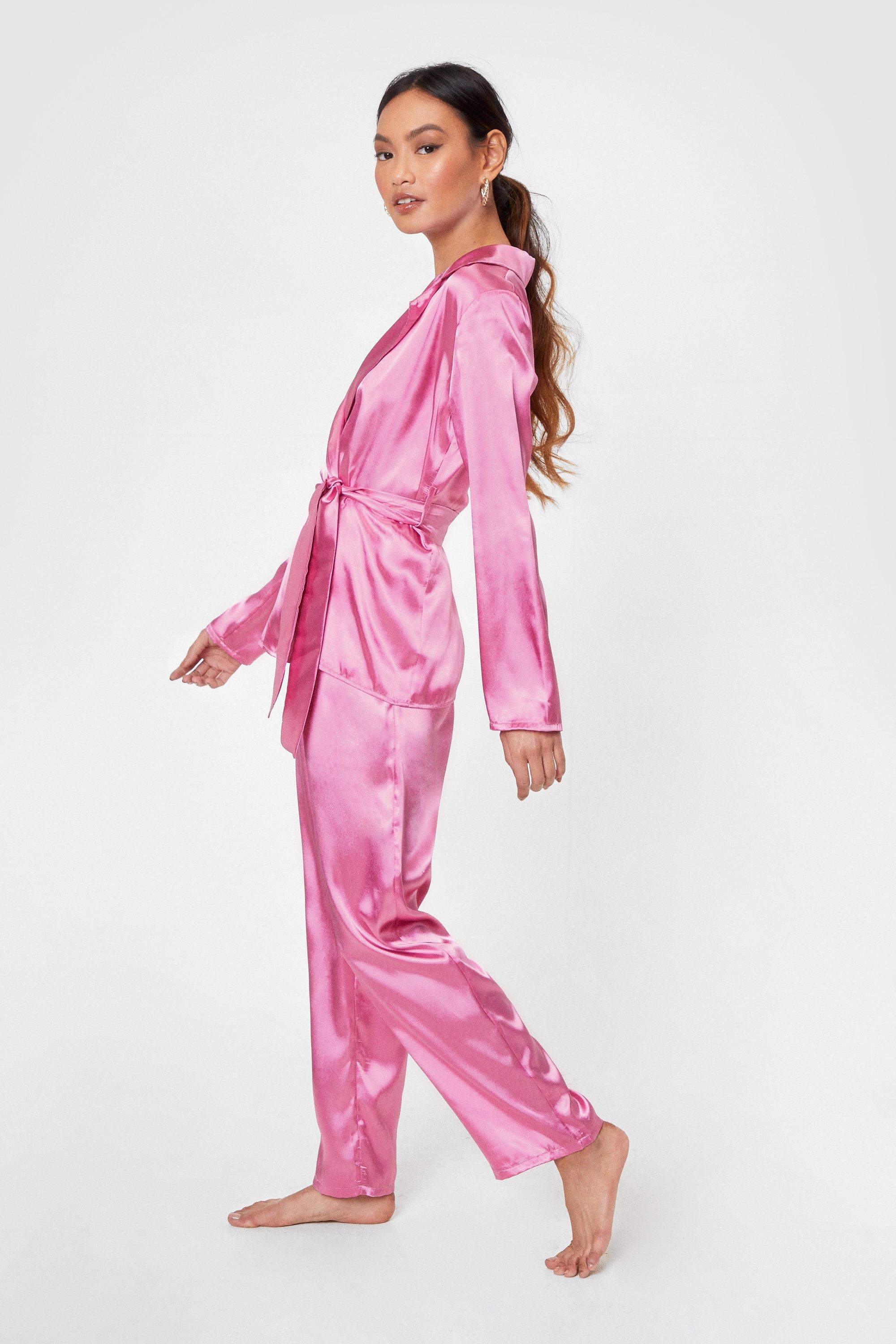 Satin Floral Pajama Pants Set