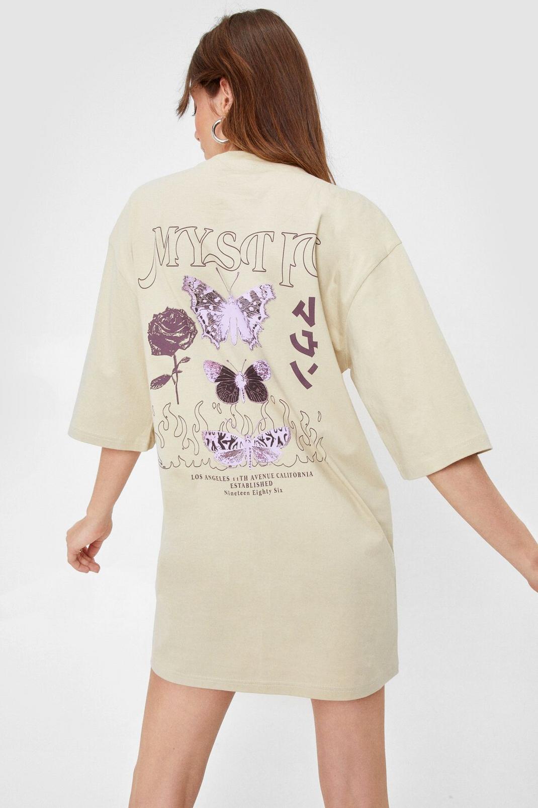 Natural Giving Me Butterflies Oversized Graphic Tee Dress image number 1