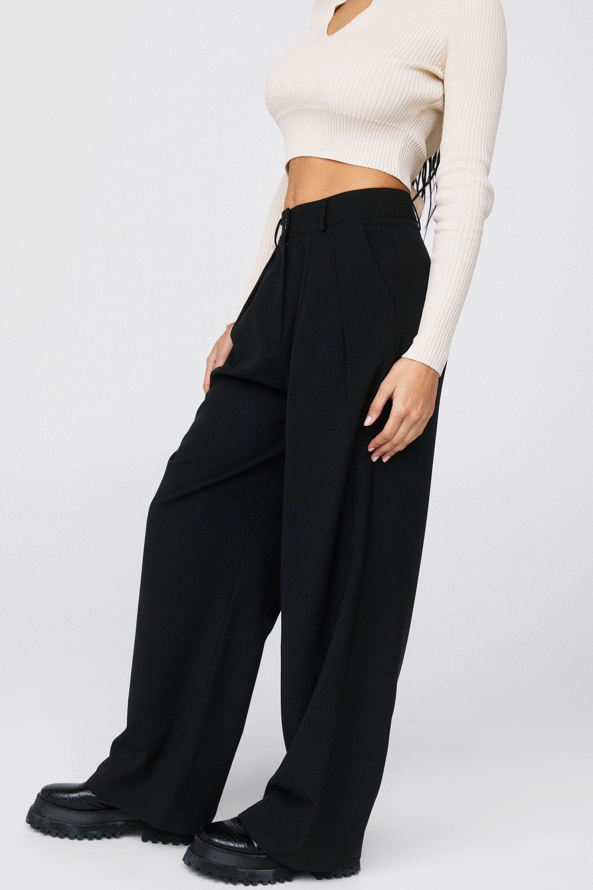 High waisted wide leg pleated outlet pants