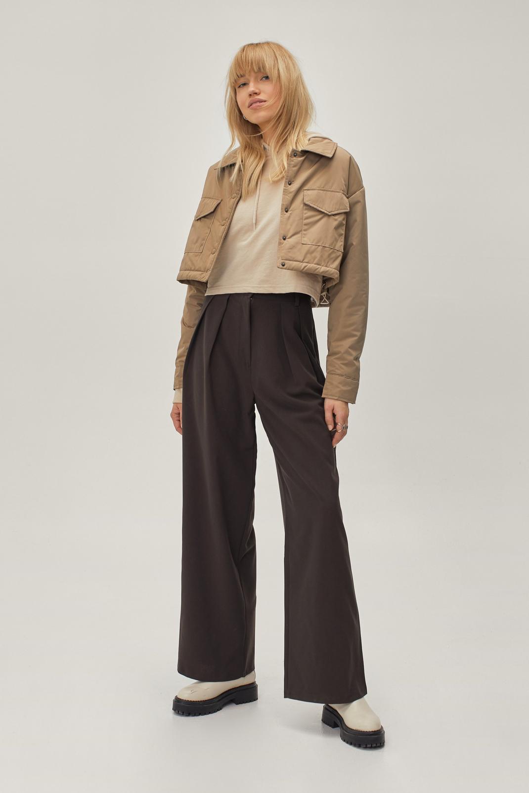 Chocolate Pleated Front Wide Leg Pants image number 1