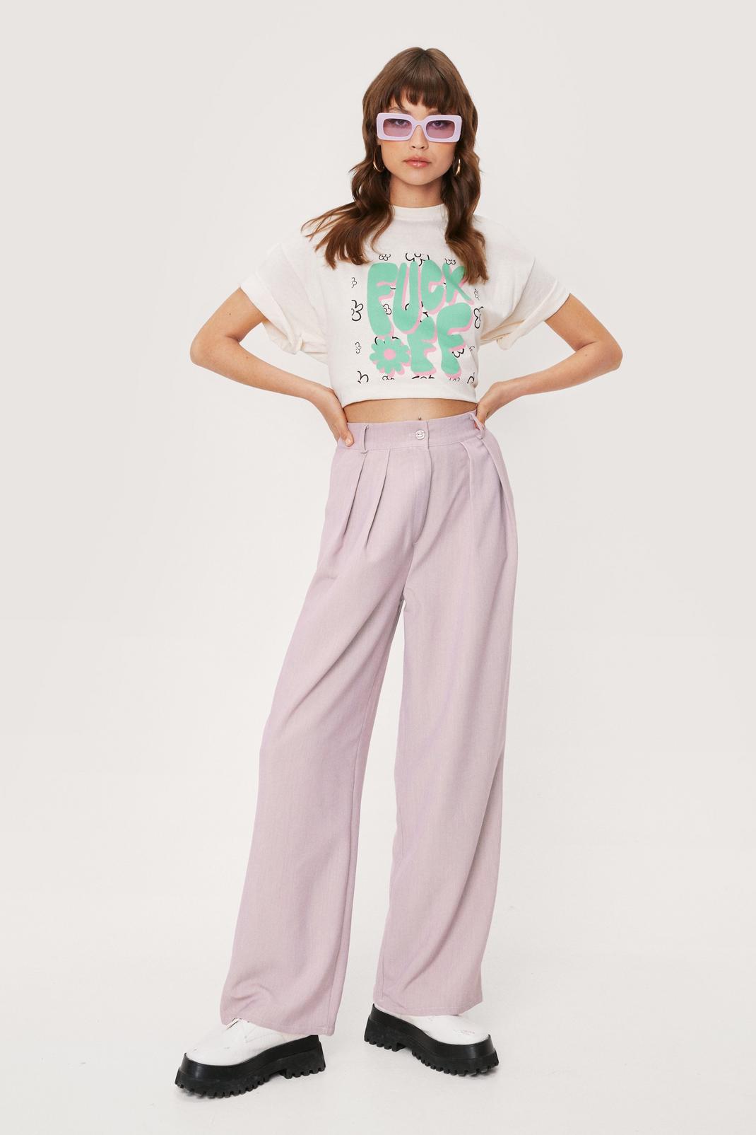 Dusty pink Pleated Front Wide Leg Pants image number 1