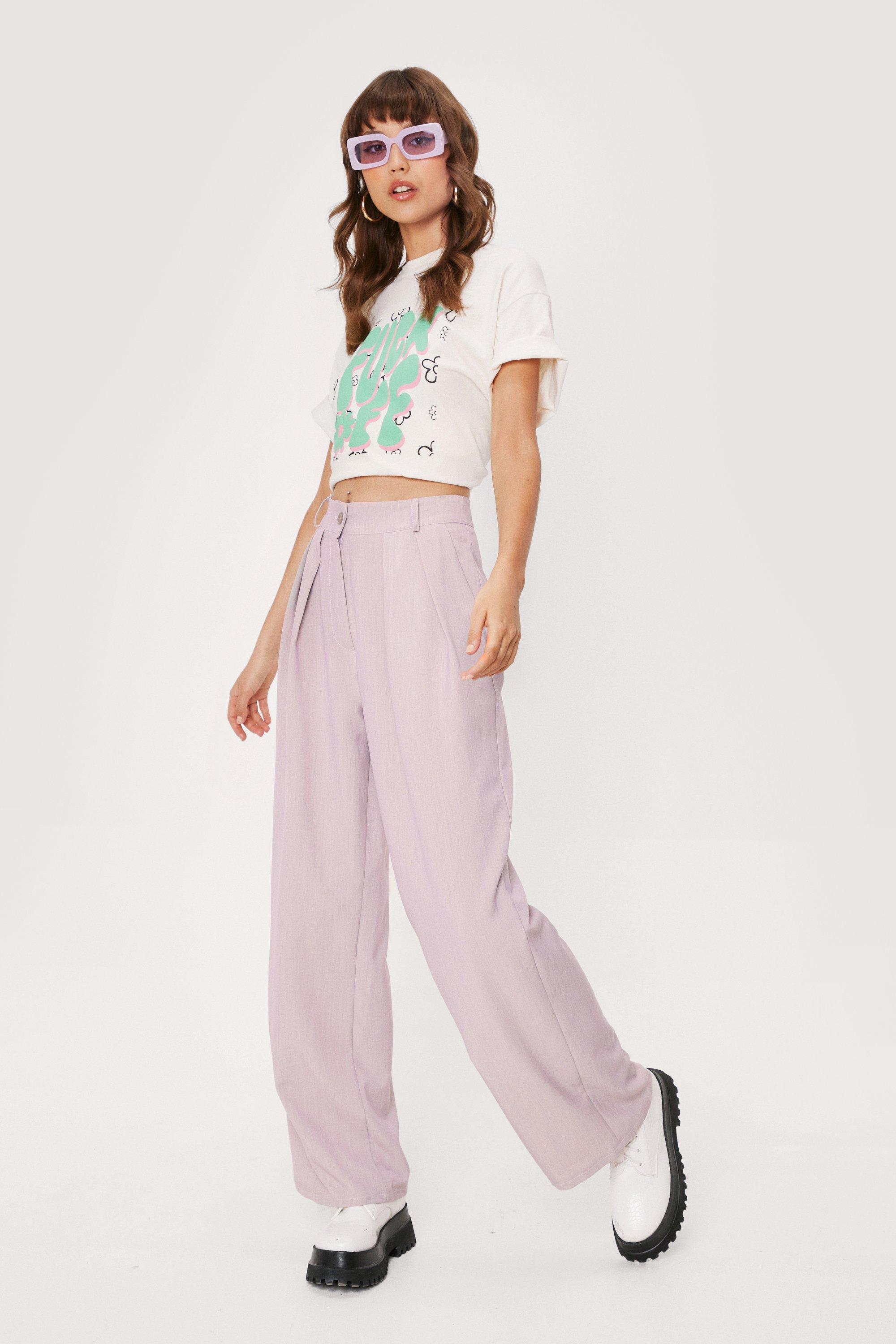 Pleated High Waisted Wide Leg Trousers