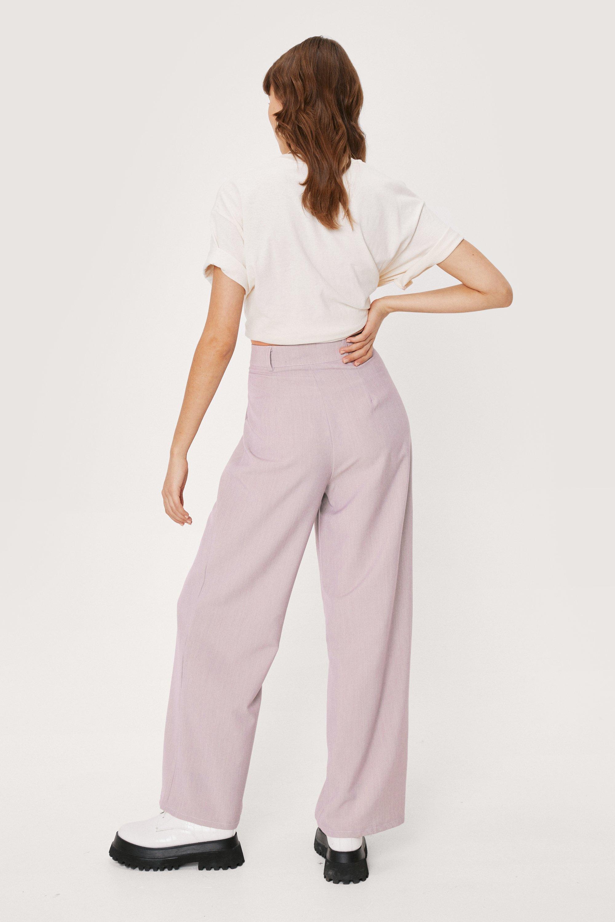 Pleated High Waisted Wide Leg Trousers