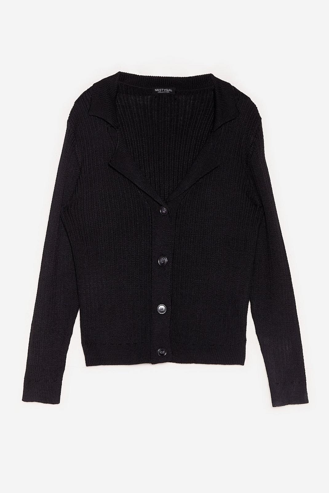 Black Plus Size Ribbed Knit Button Down Cardigan image number 1