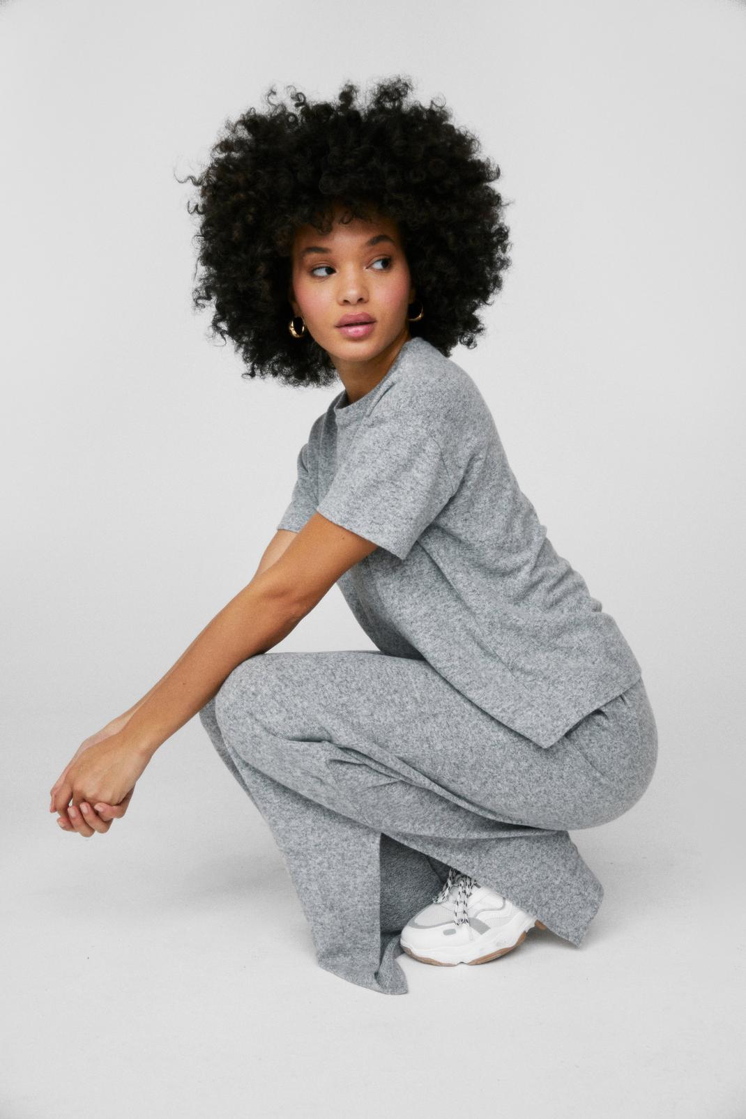 Grey We Make a Good Team Tee and Wide-Leg Trousers Set image number 1