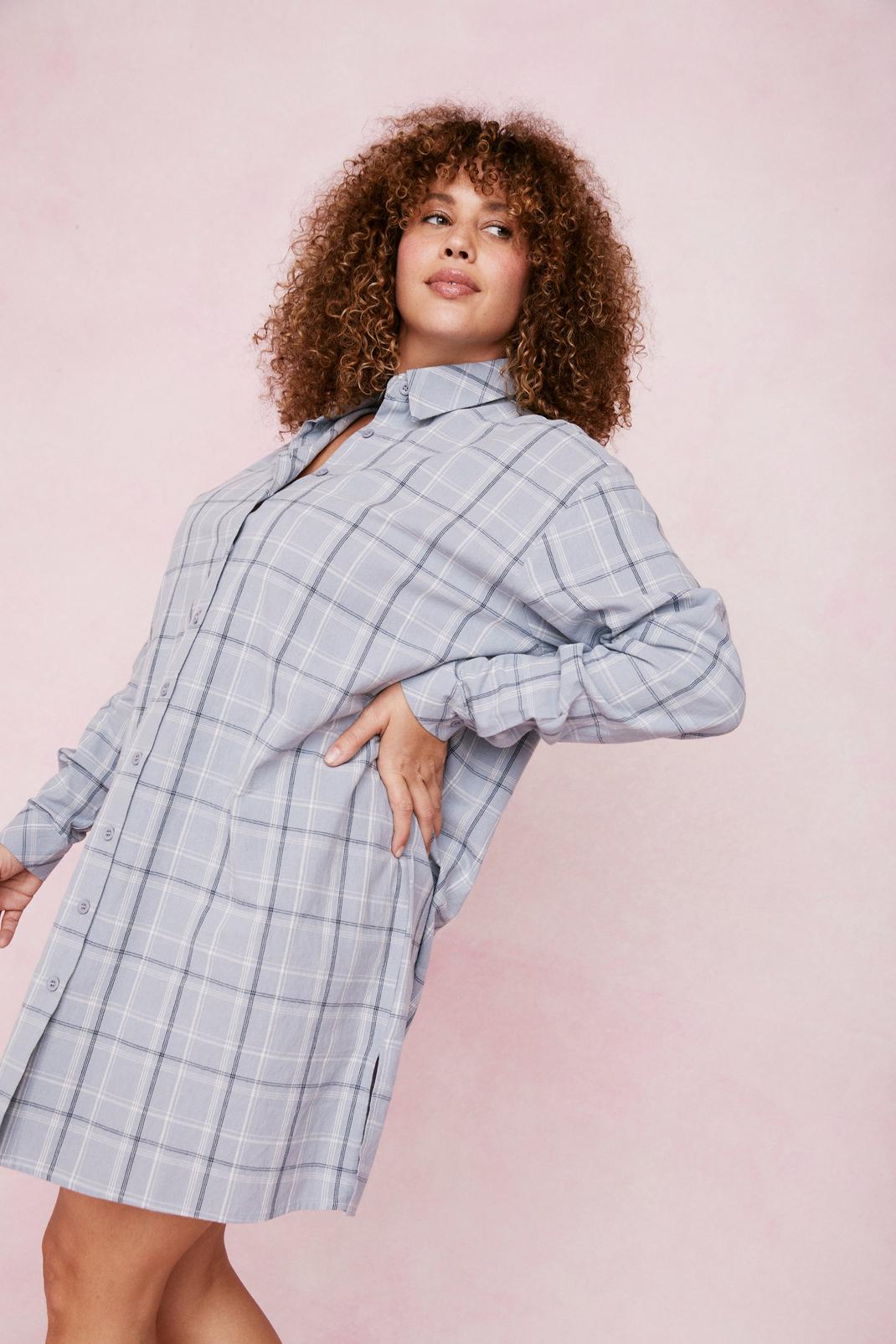 Plus Size Relaxed Check Shirt Dress image number 1