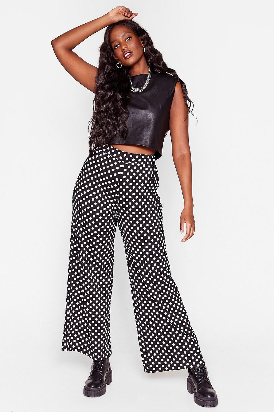 Plus Size Wide Leg Polka Dot Trousers image number 1
