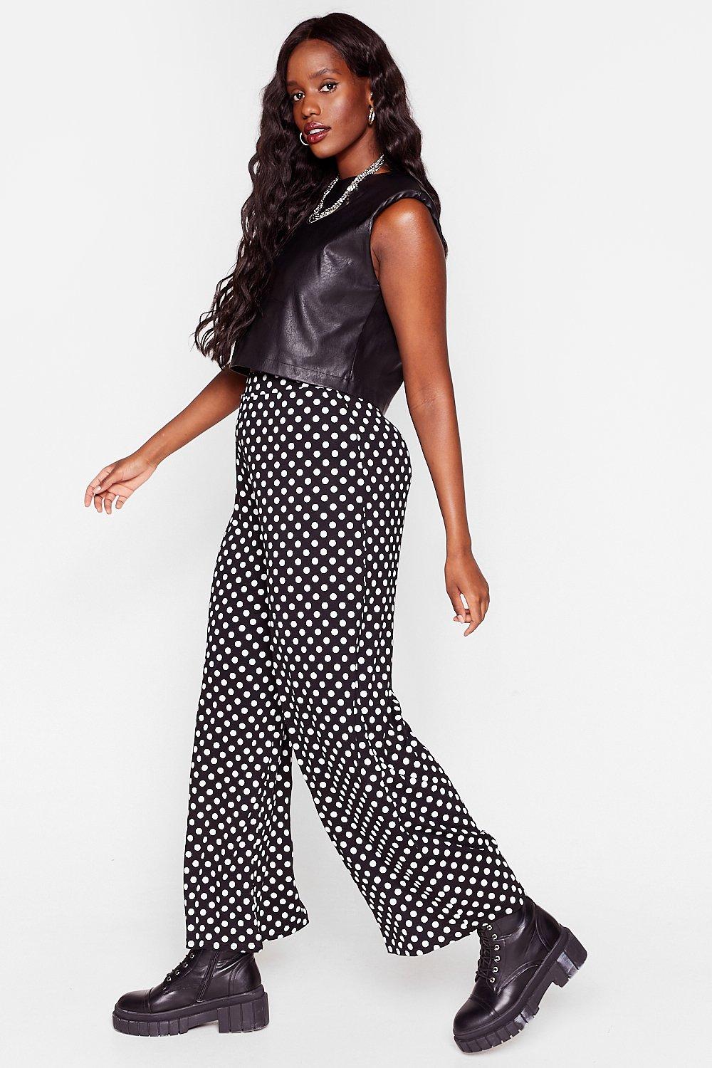 Black and white polka dot wide leg outlet pants