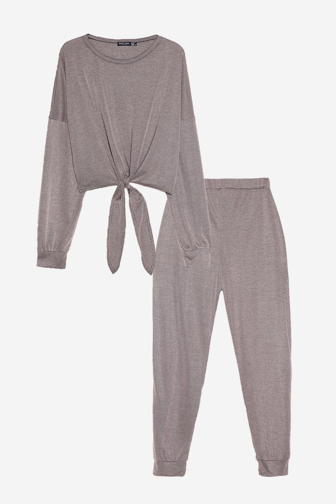 Grande taille - Ensemble confort crop top & pantalon côtelés Contrat de confort, Beige image number 1