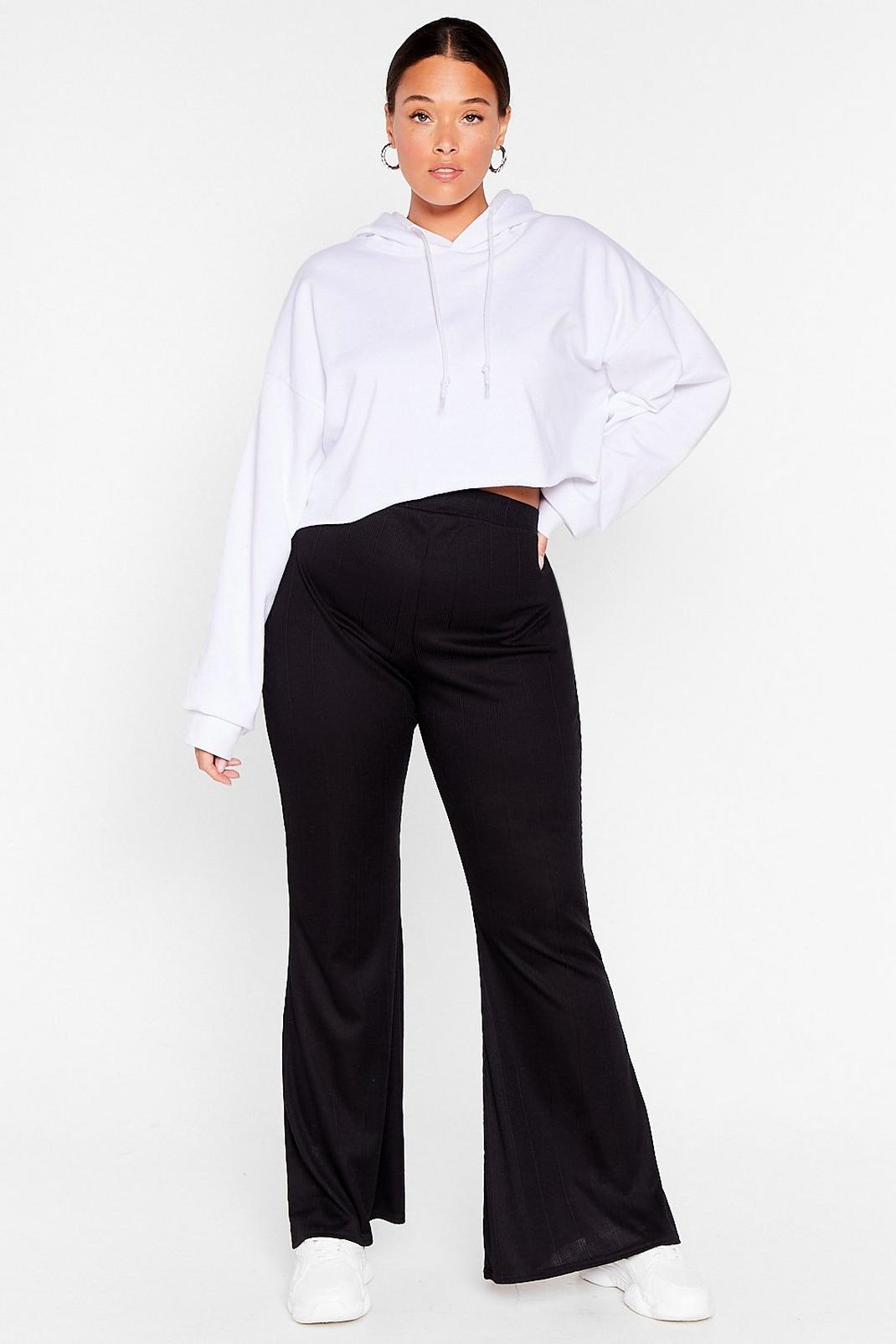 Black Why Do You Flare Plus Ribbed Pants image number 1
