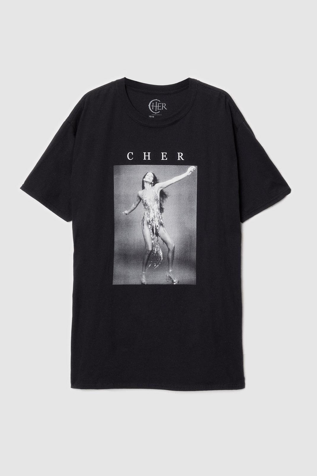 Black Plus Size Cher Oversized Graphic Band T-Shirt image number 1