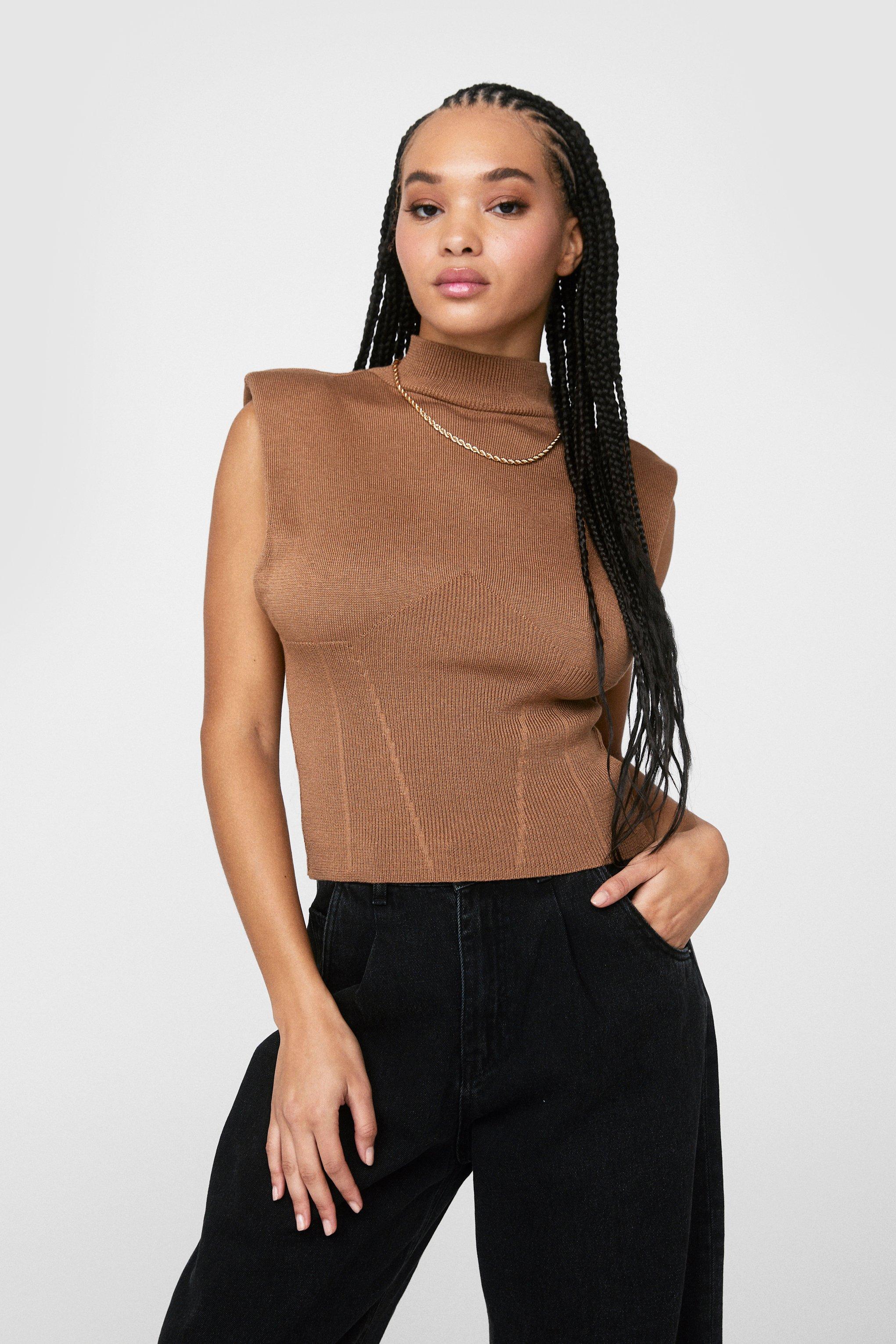 Knitted shoulder 2025 pad top