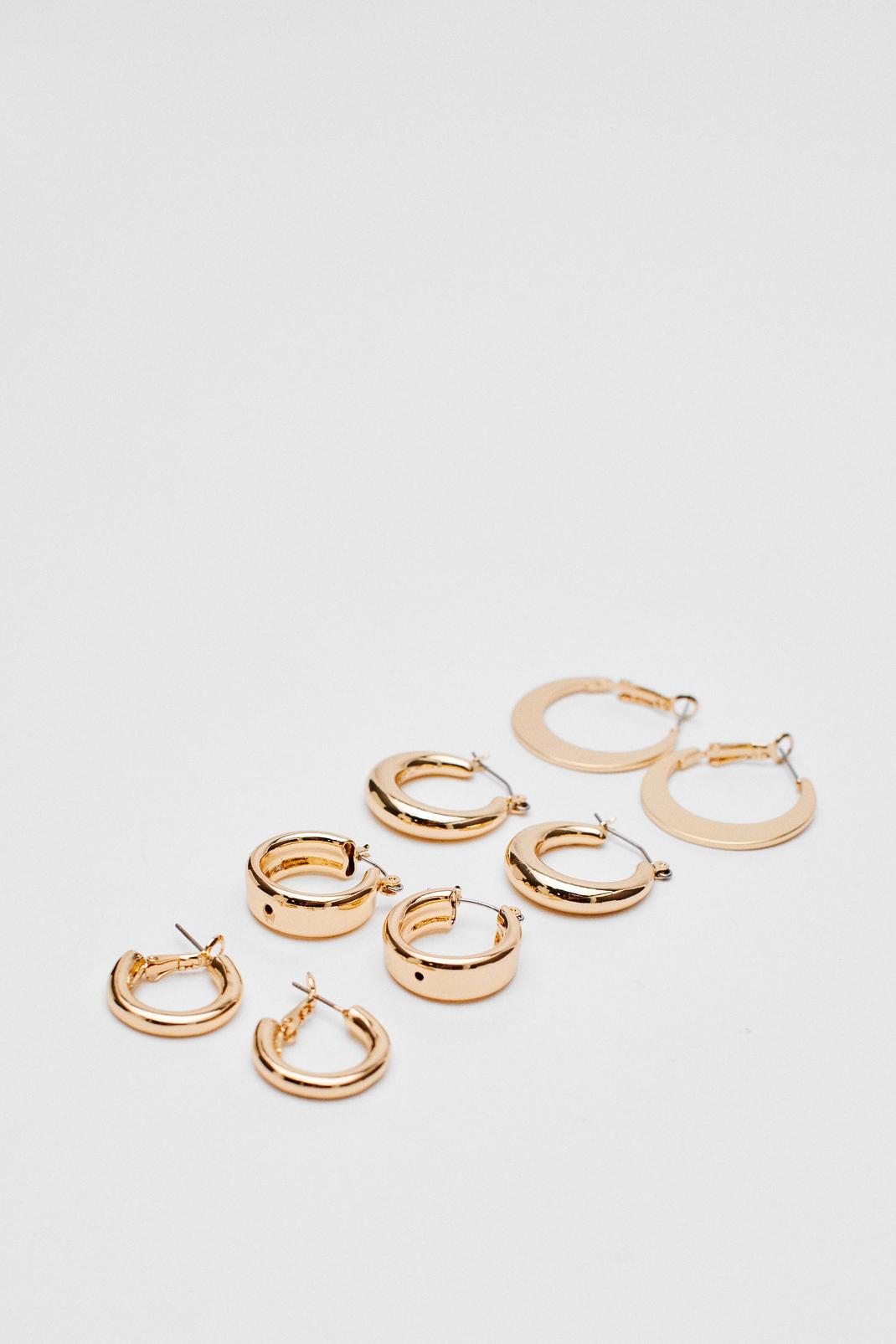 Gold 4 Pc Multi Size Hoop Earring Set image number 1