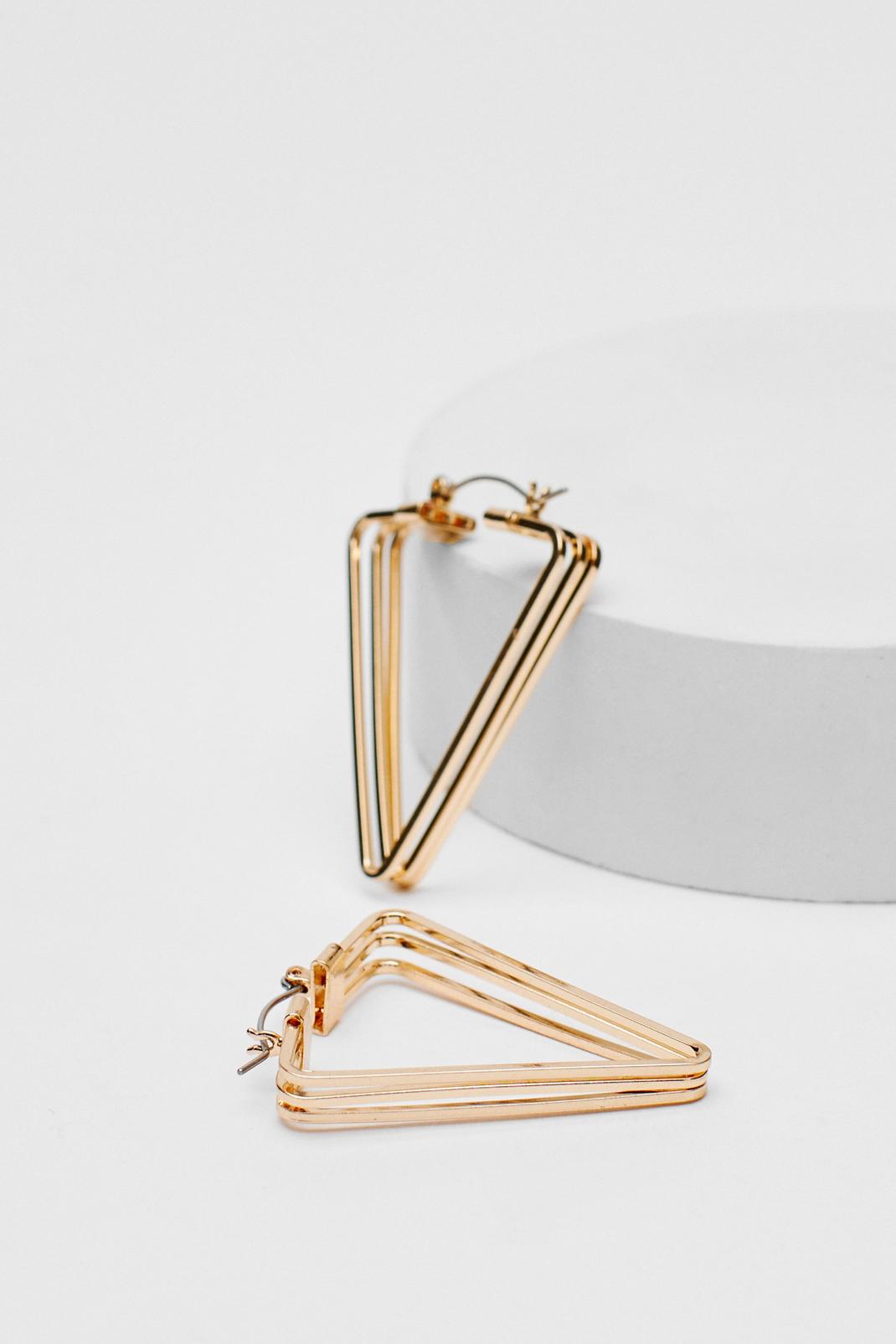 Layered Double Triangle Hoop Earrings image number 1