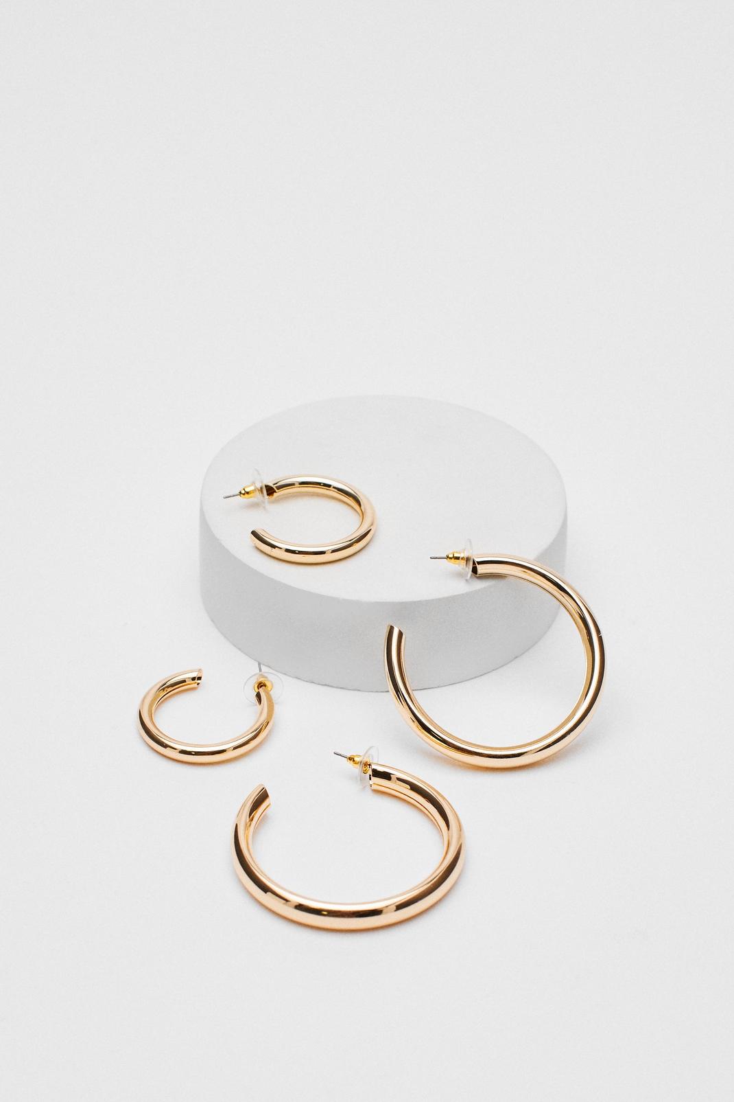 Gold Double Hoop Earring Pack image number 1