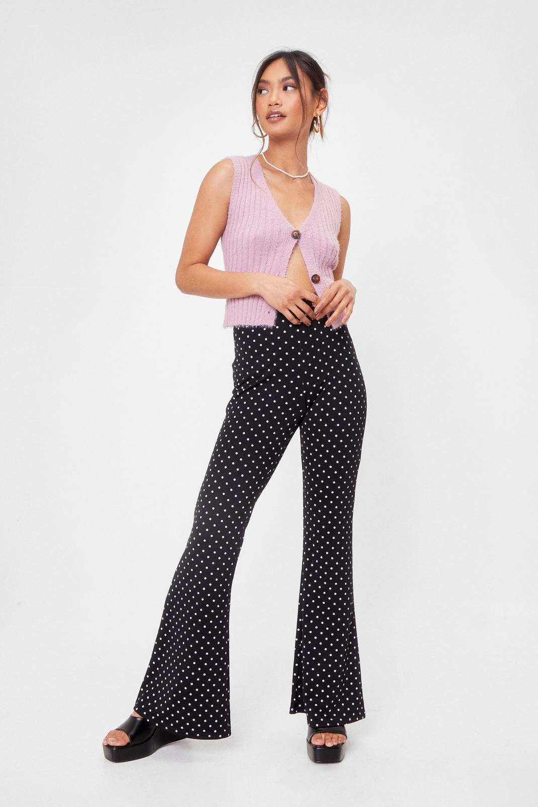 Black Spot It Going On Petite High-Waisted Flared Pants image number 1