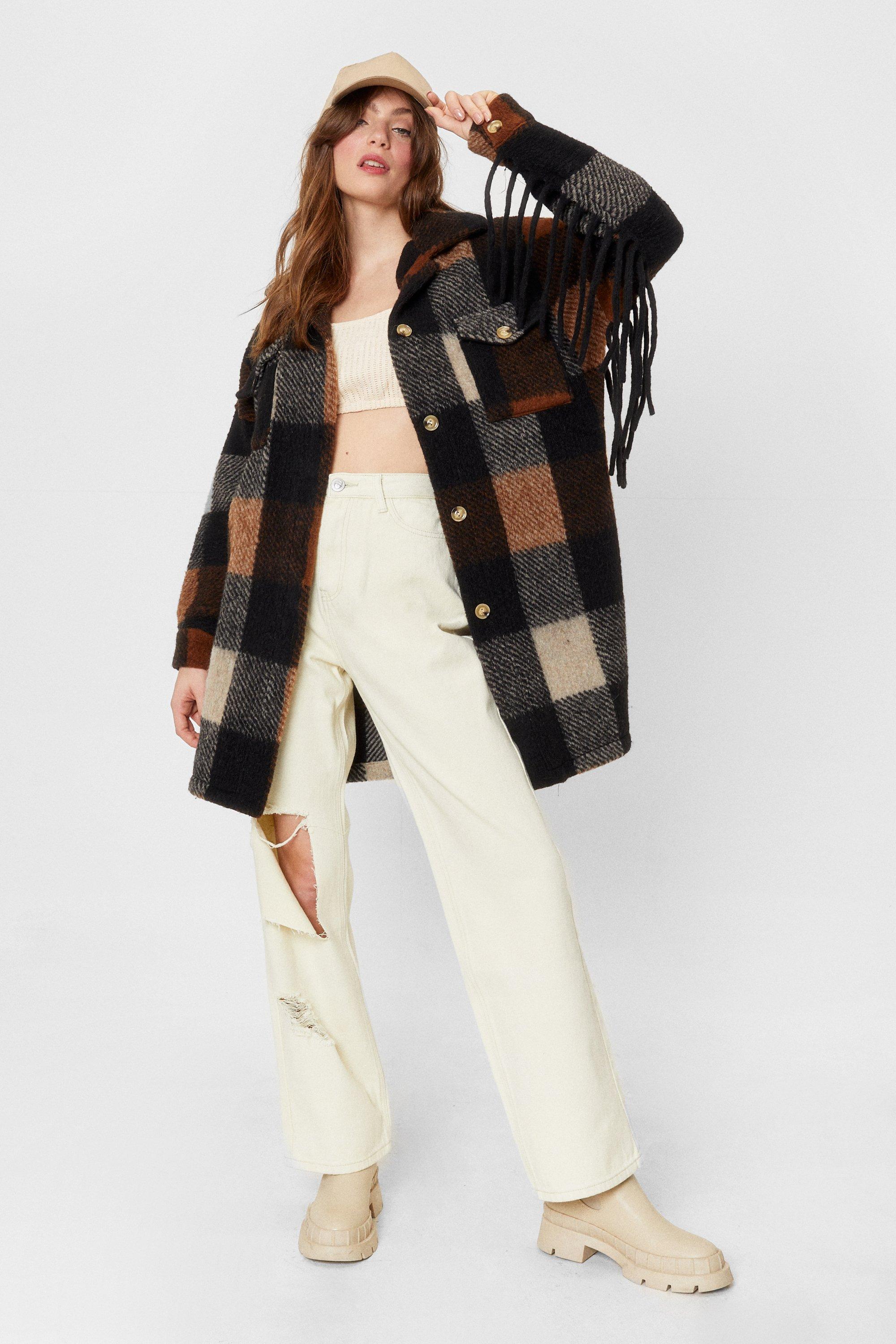 longline plaid vests