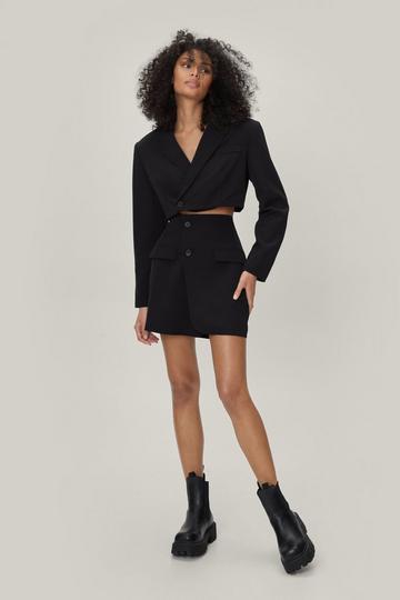Asymmetric Tailored Wrap Mini Skirt black