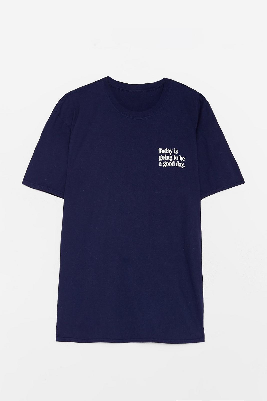 Washed blue Plus Size Good Day Slogan T-Shirt image number 1