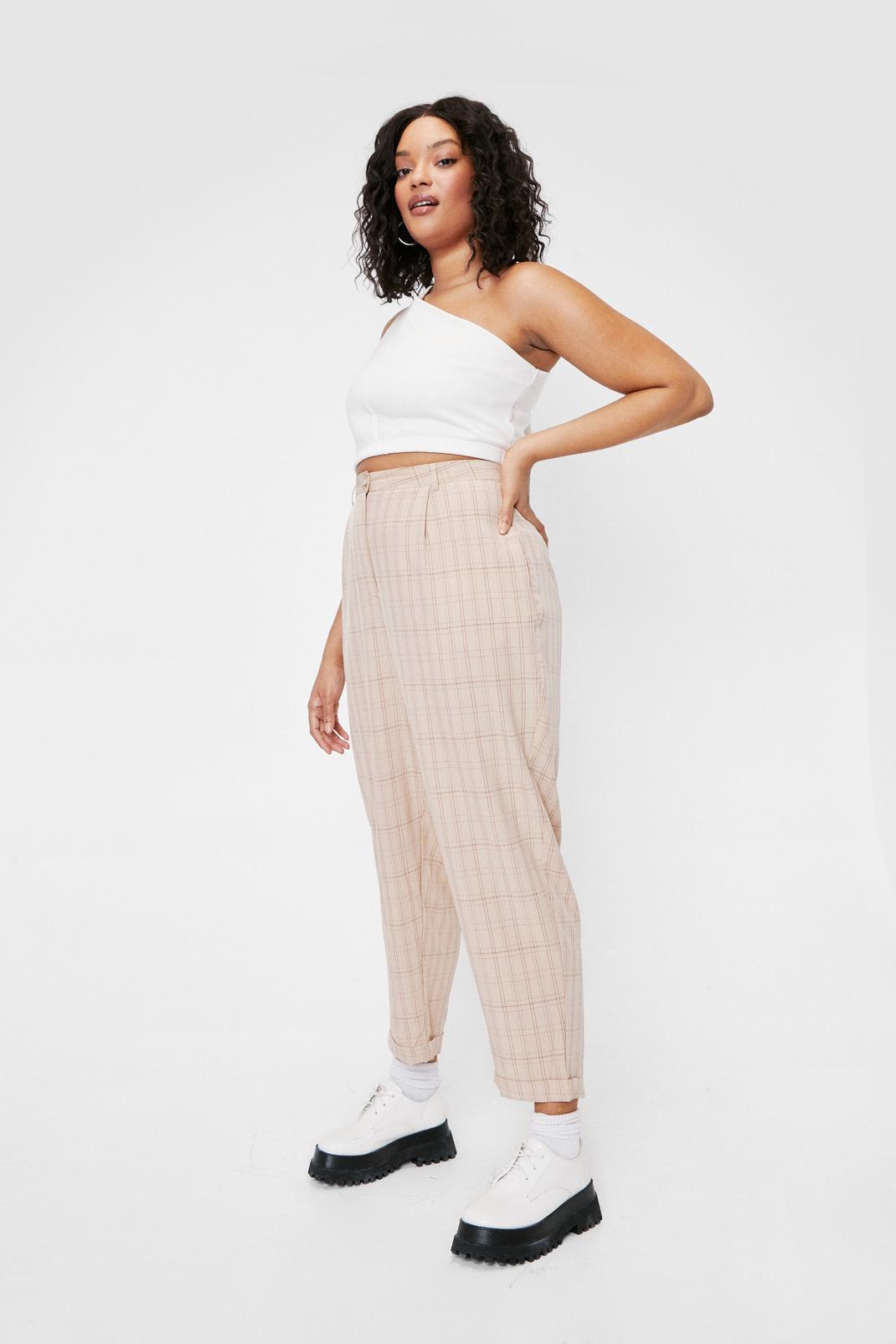 Plus Size Check Tailored Pants image number 1