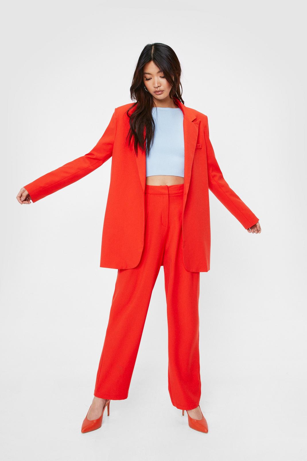 High Waisted Straight Leg Tailored Trousers image number 1