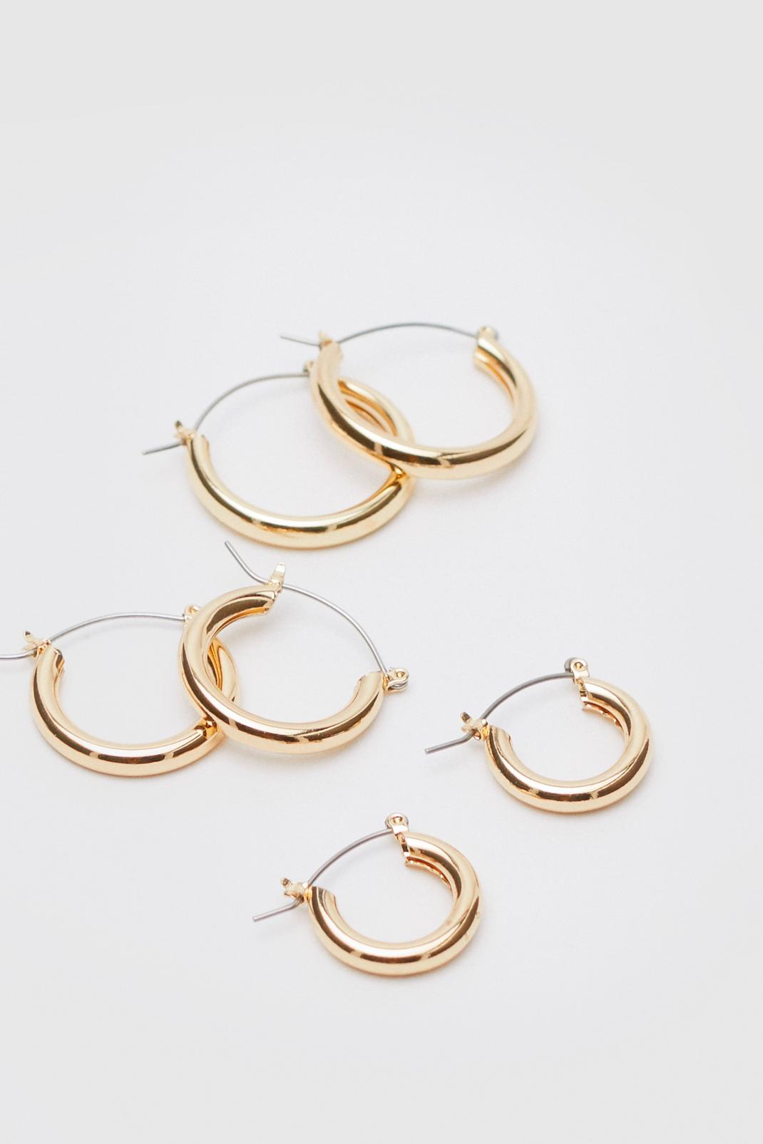 Gold Multi Size Hoop Earring 3-Pc Set image number 1
